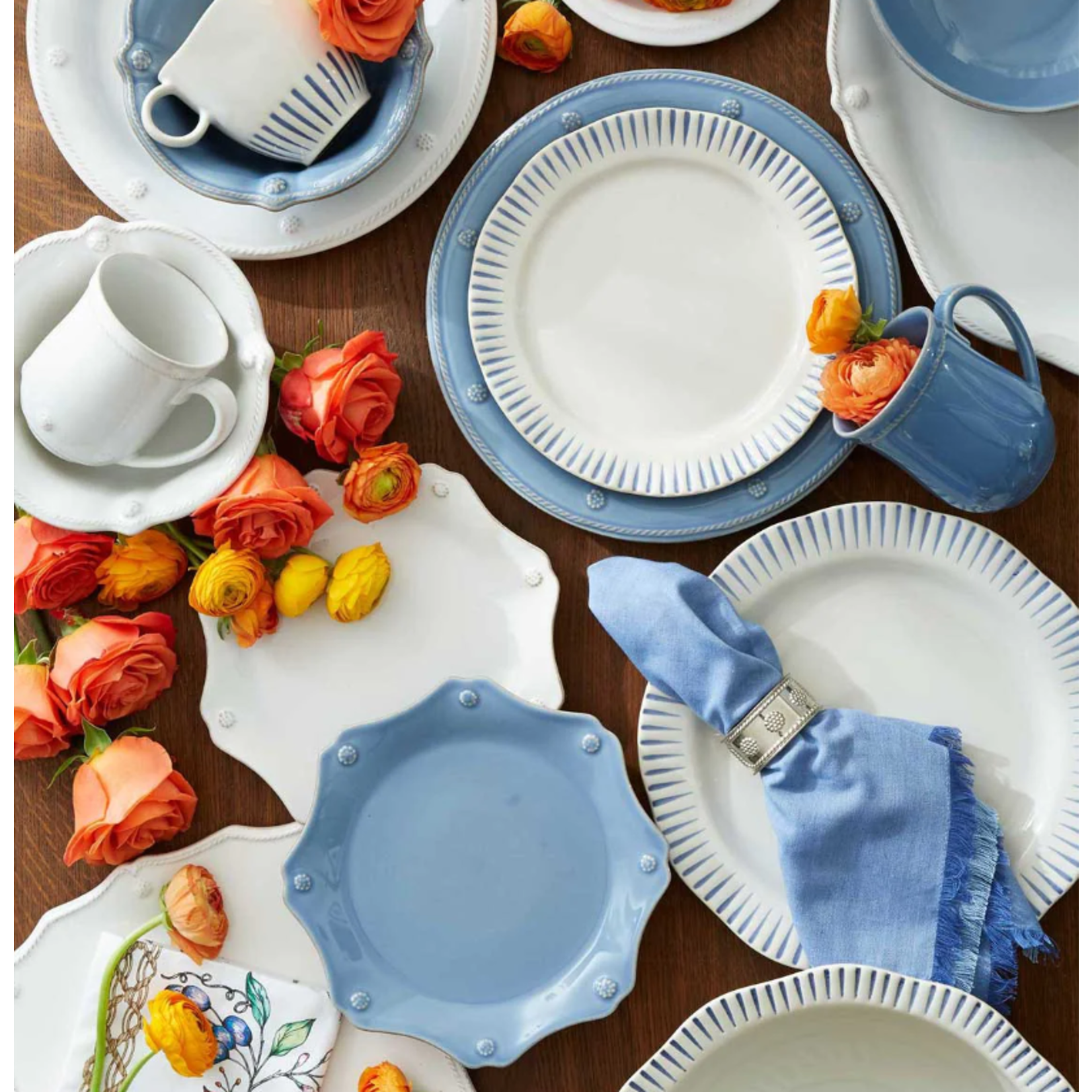 Juliska Berry & Thread  Scalloped Dessert Salad Plate Chambray Blue