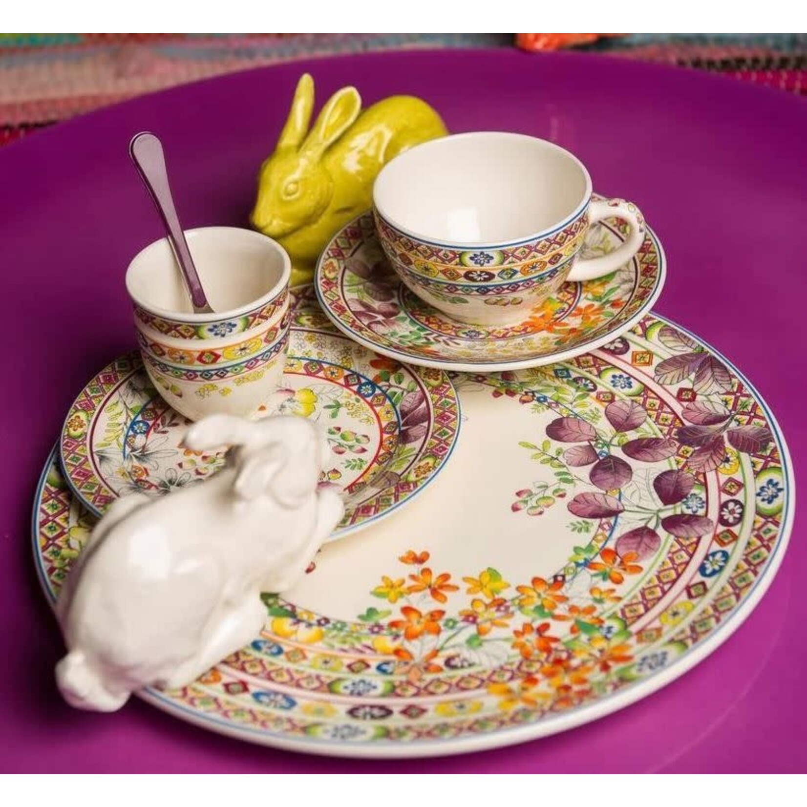 Gien Bagatelle Floral & Leaf Cake Platter