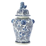 Tozai Blue and White Peony Flower Covered Temple Jar