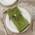 Saro Trading Company Hemstitched Border Kiwi Green Cloth Napkin