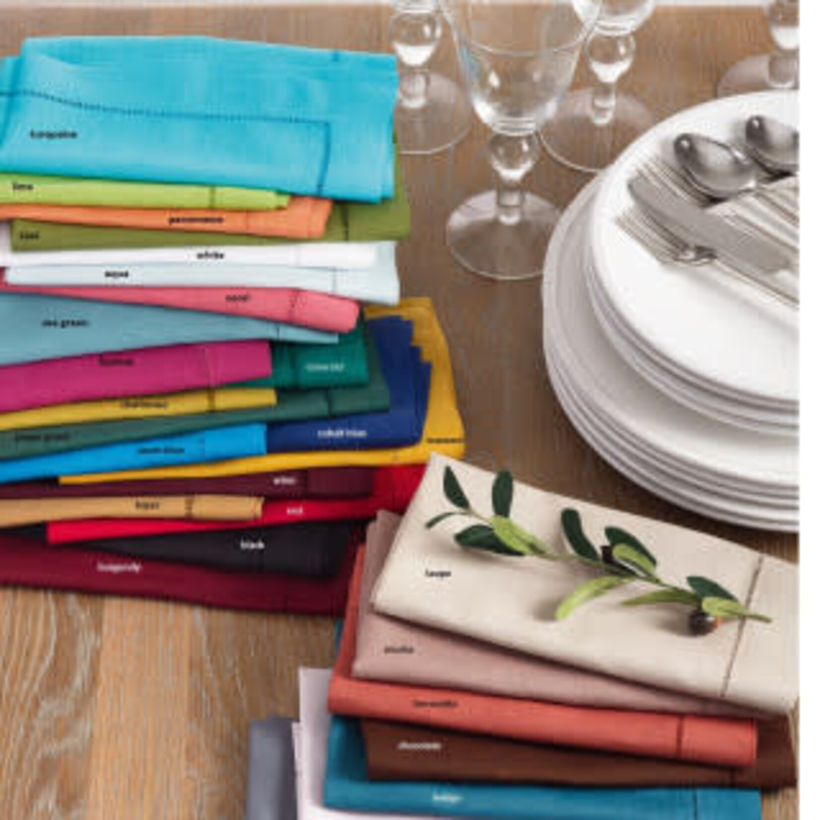 Saro Trading Company Hemstitched Border Kiwi Green Cloth Napkin