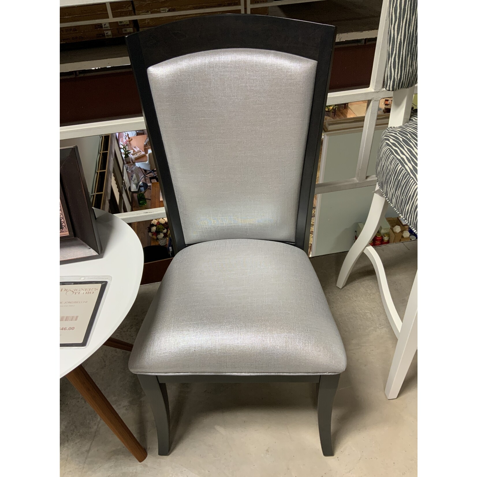Keystone Collections Verona Cushioned Back Side Chair Black Silver