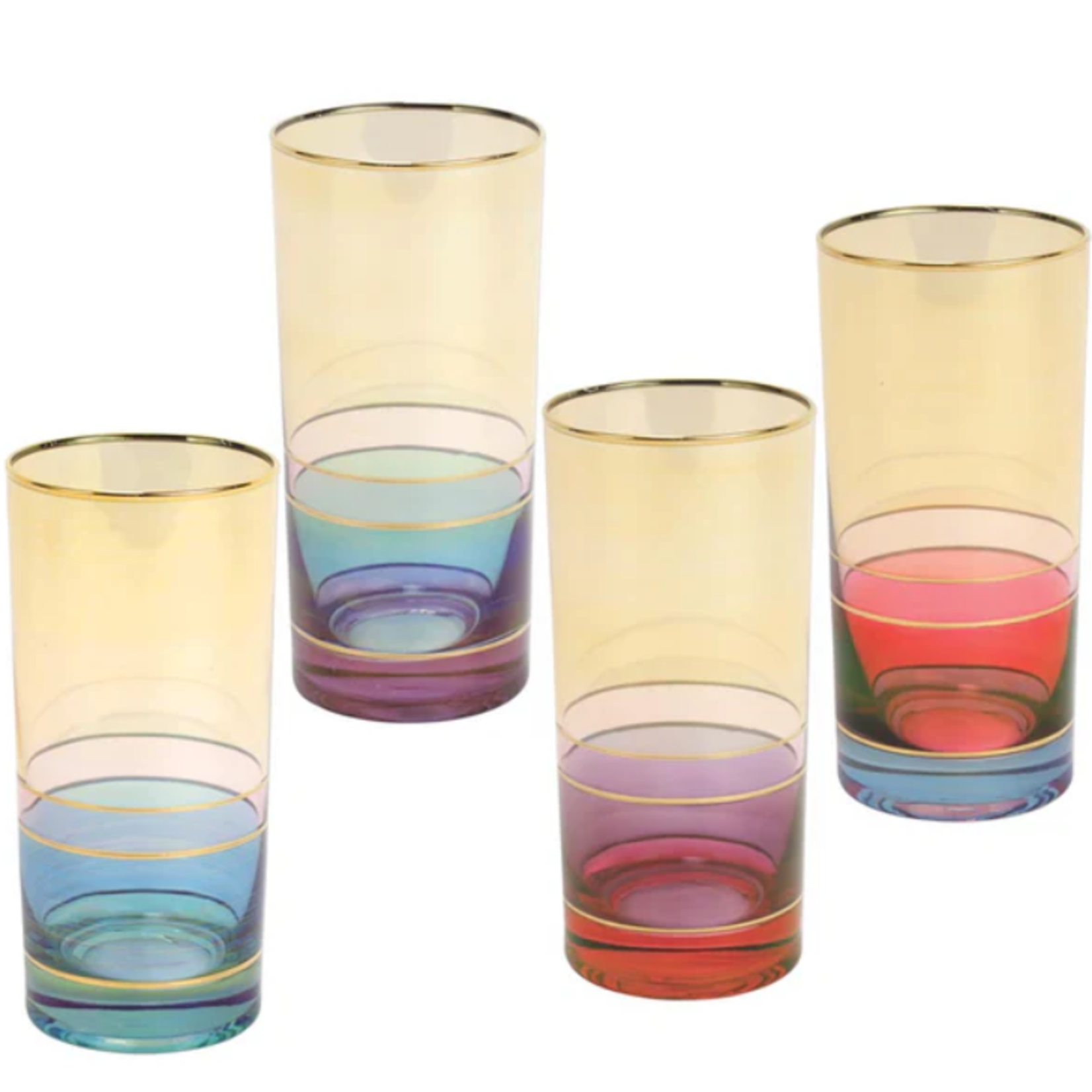 Vietri Regalia Deco Green High Ball Glass