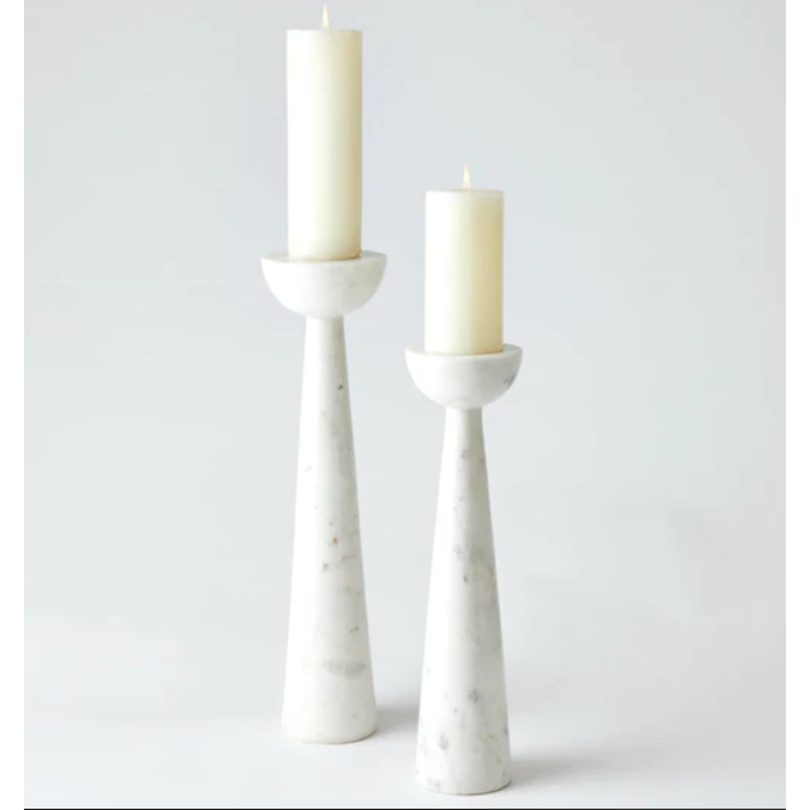 Global Views Round Top Candle Stand White Small