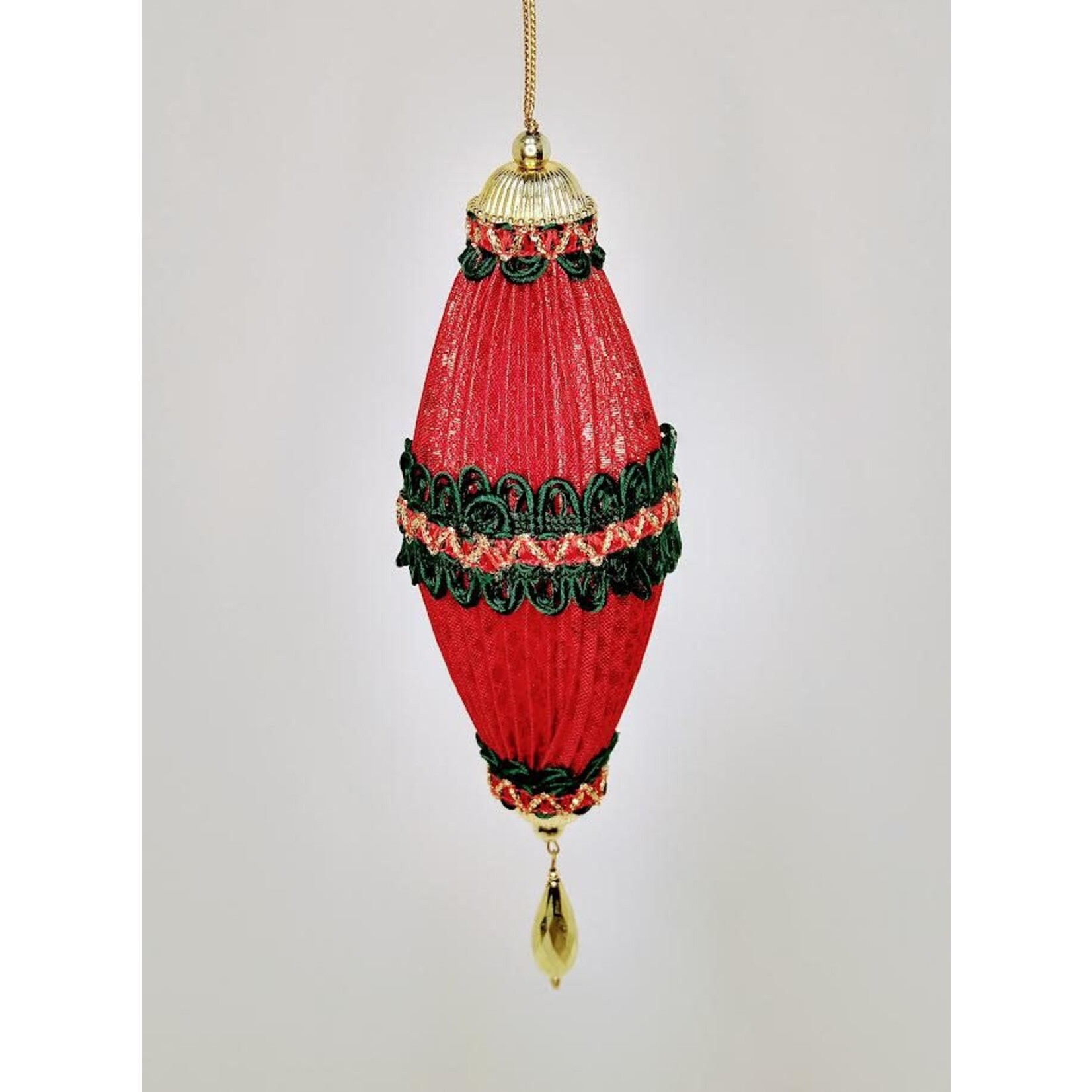 Carole Stupell LTD Vintage Red With Green Trim Drop Ornament