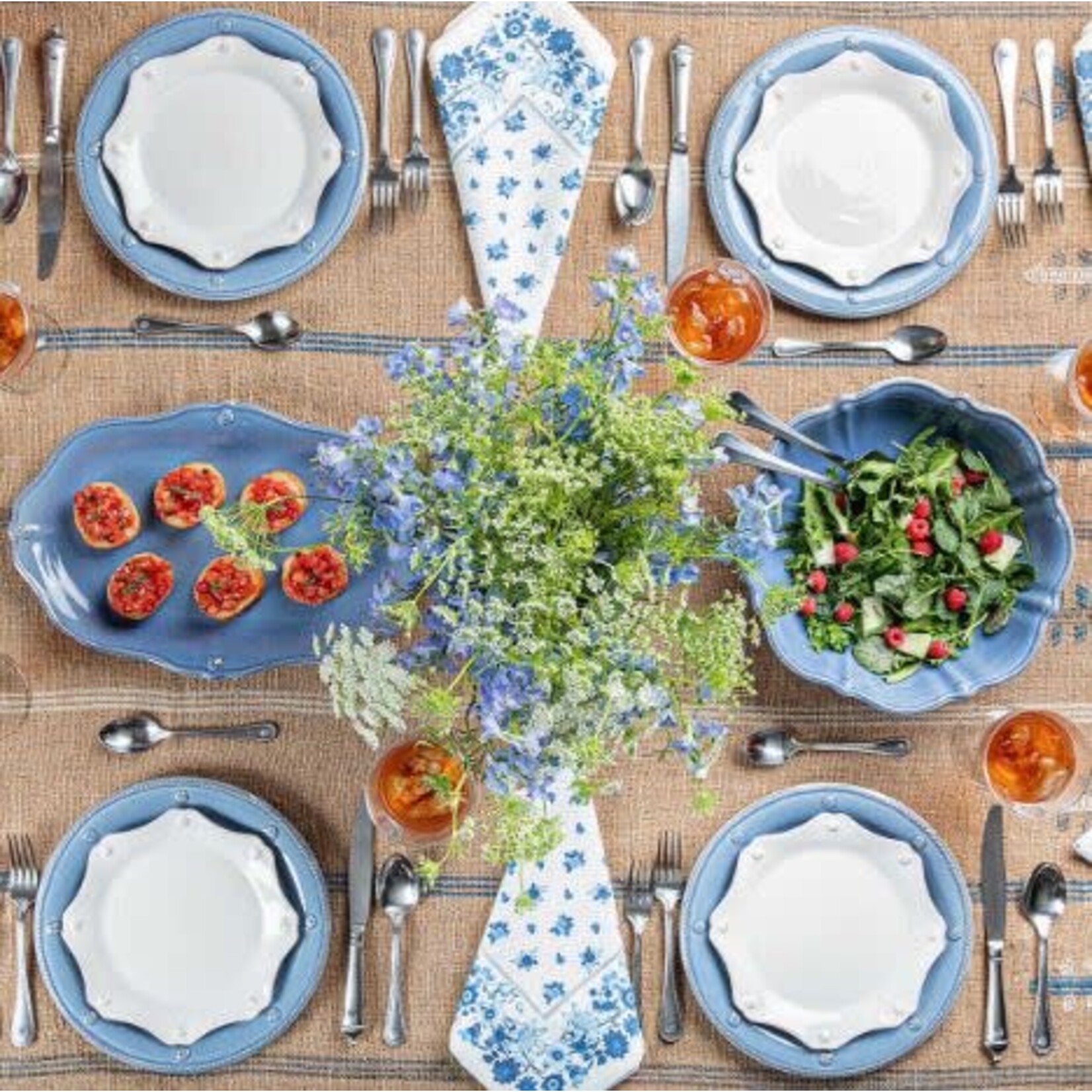 Juliska Berry & Thread Scalloped Serving Platter Chambray Blue