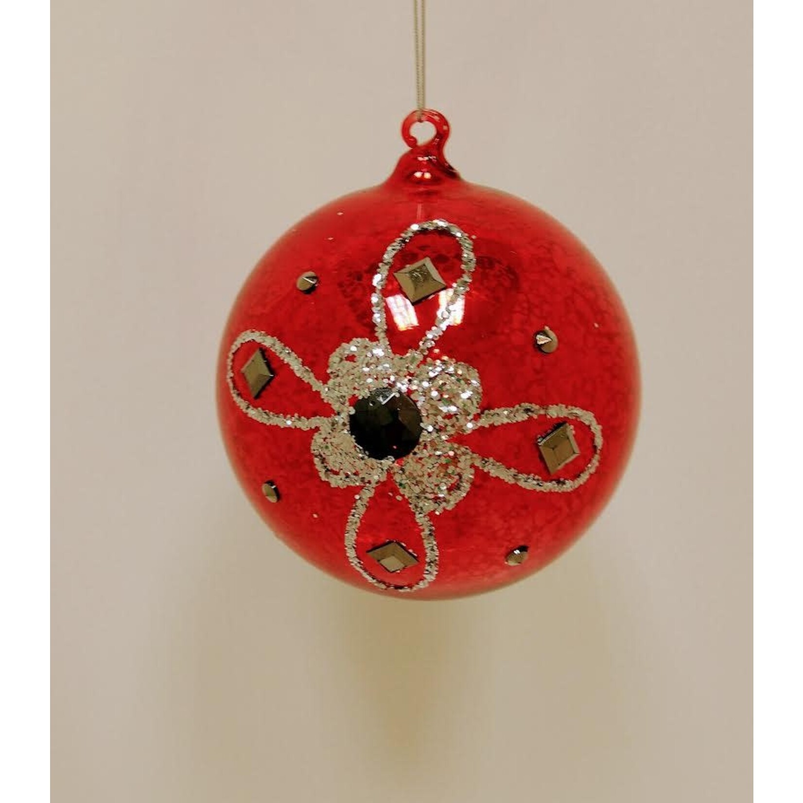 Jim Marvin Enterprises Antique Jewel Glass Ball Christmas Ornament