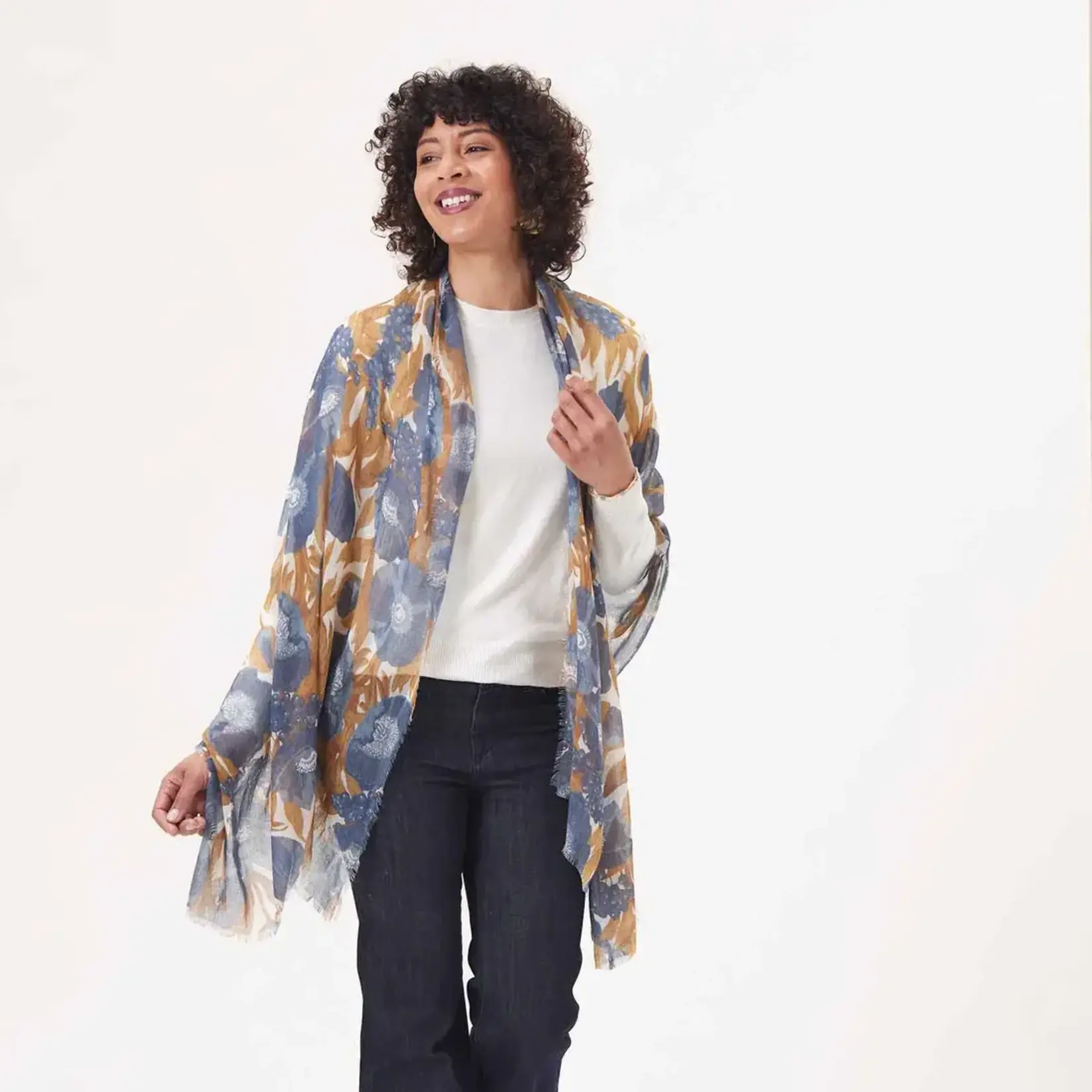 Rockflowerpaper Icelandic Poppies Blue Featherweight Scarf