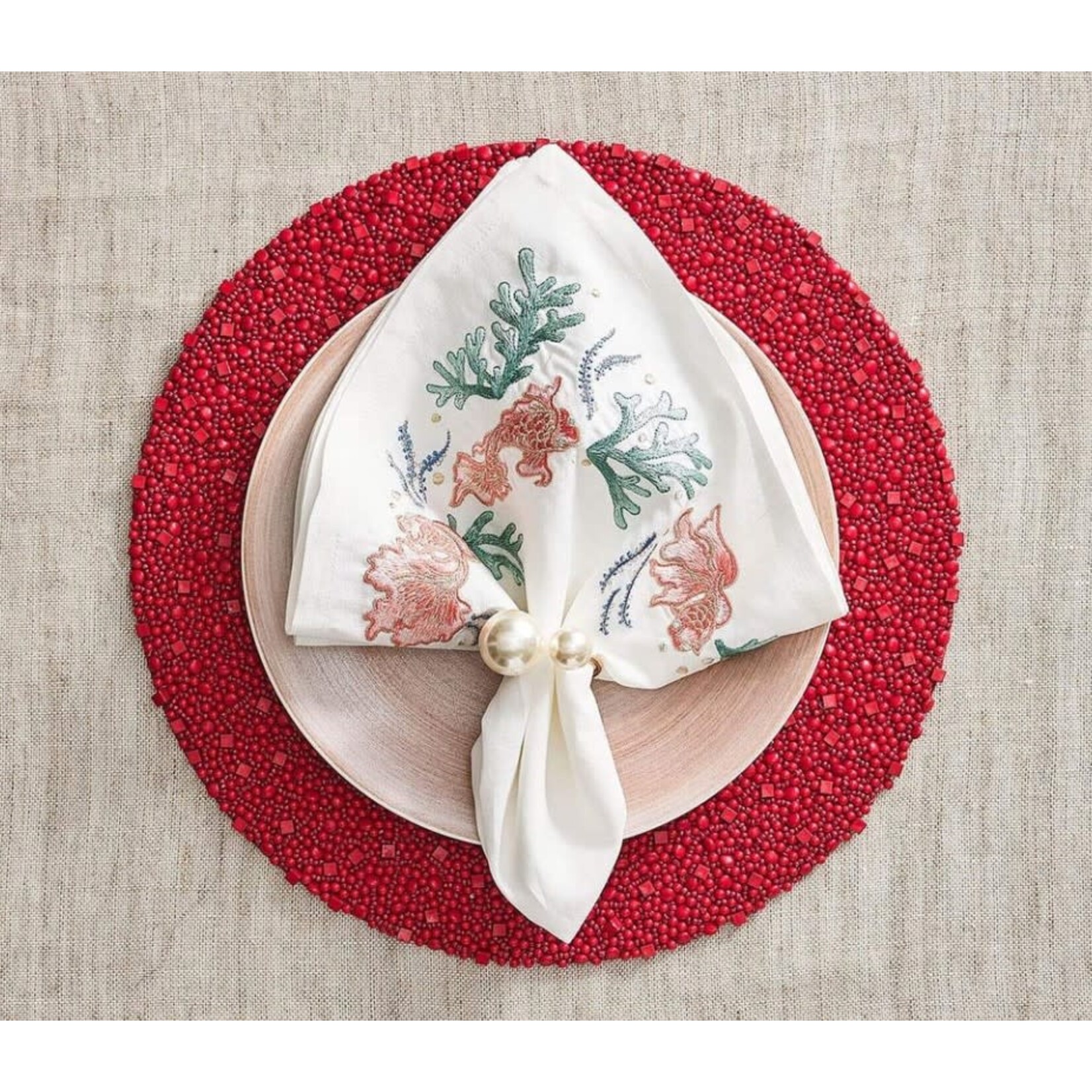 Kim Seybert Pearl Ivory & Gold Napkin Ring