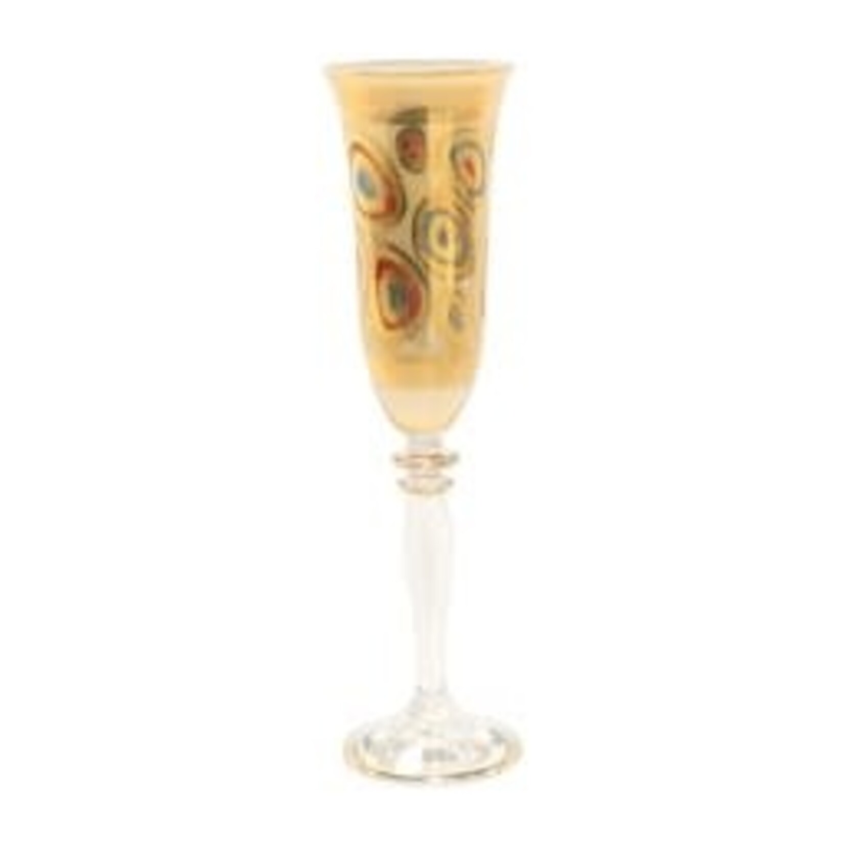 Vietri Regalia Hand Painted Gold Champagne Glass Flute