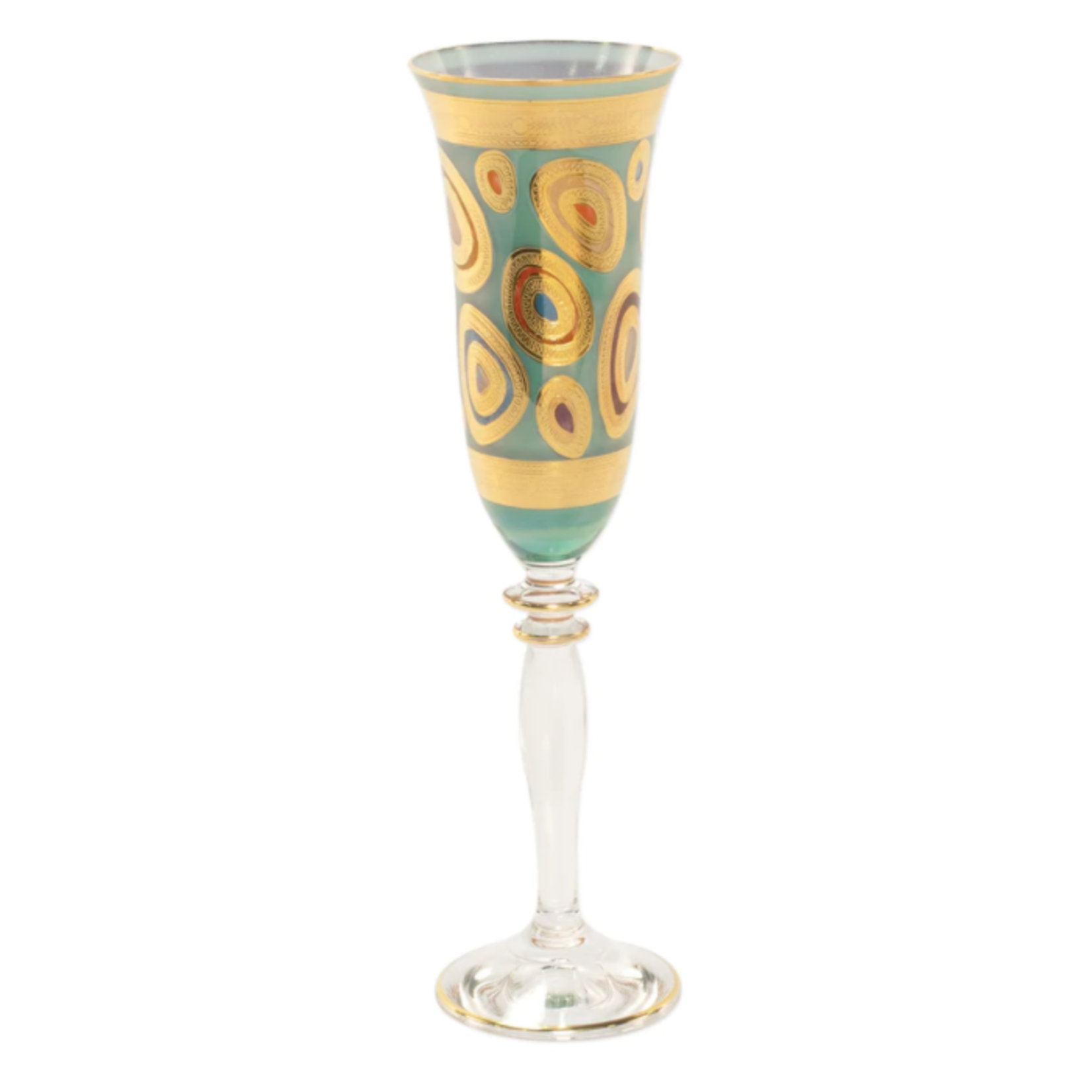 Vietri Regalia Hand Painted Gold Champagne Glass Flute