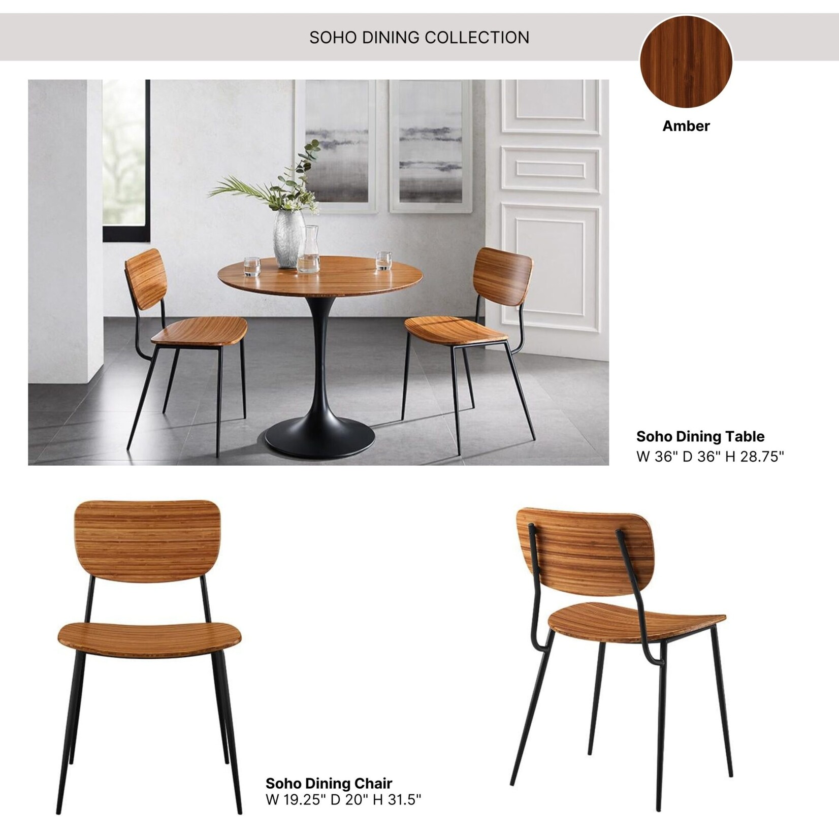 Greenington, LLC Soho Dining Chair Amber Bamboo