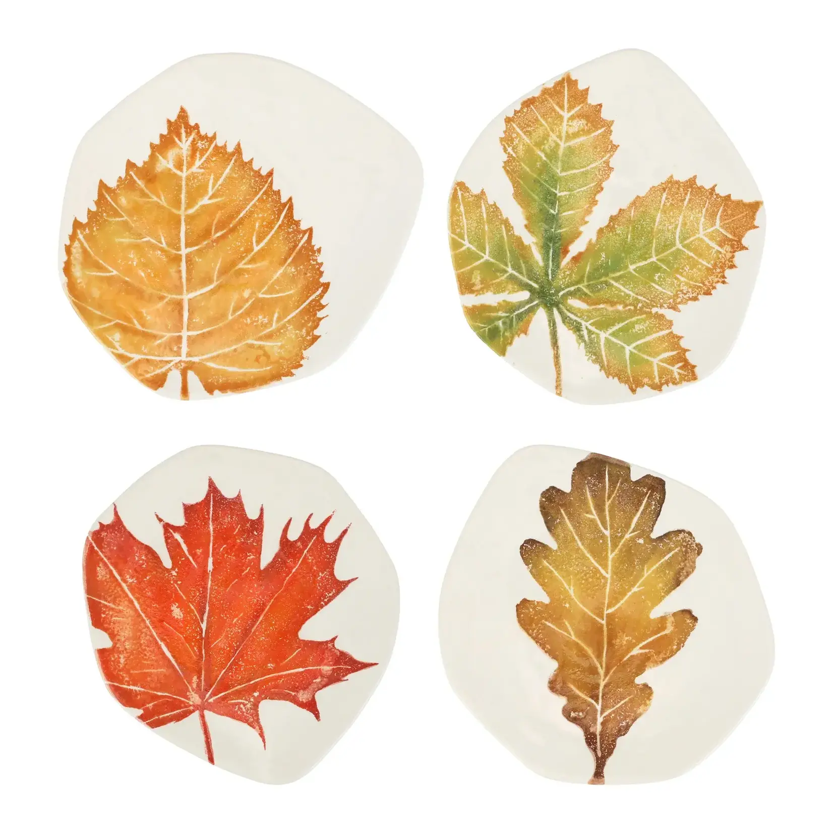 Vietri Autunno Leaf Handcrafted Salad Plates Set of 4