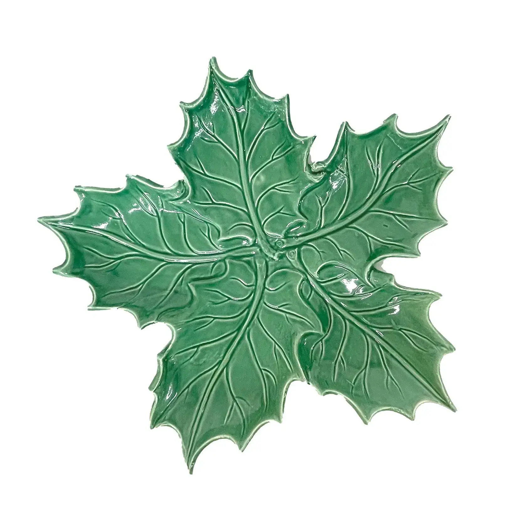Vietri Lastra Evergreen Figural Holly Platter