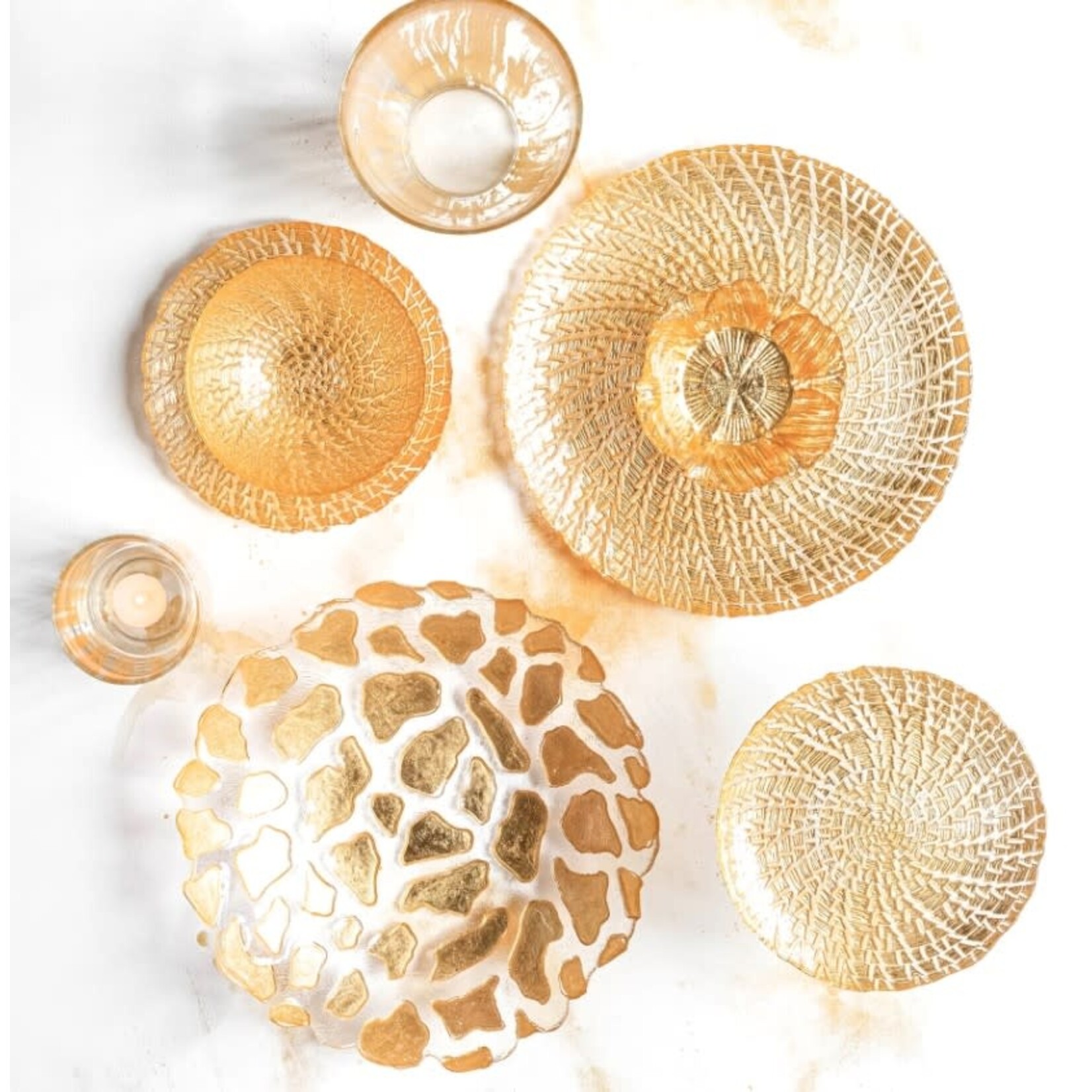 Vietri Rufolo Glass Gold Giraffe Med Shallow Bowl