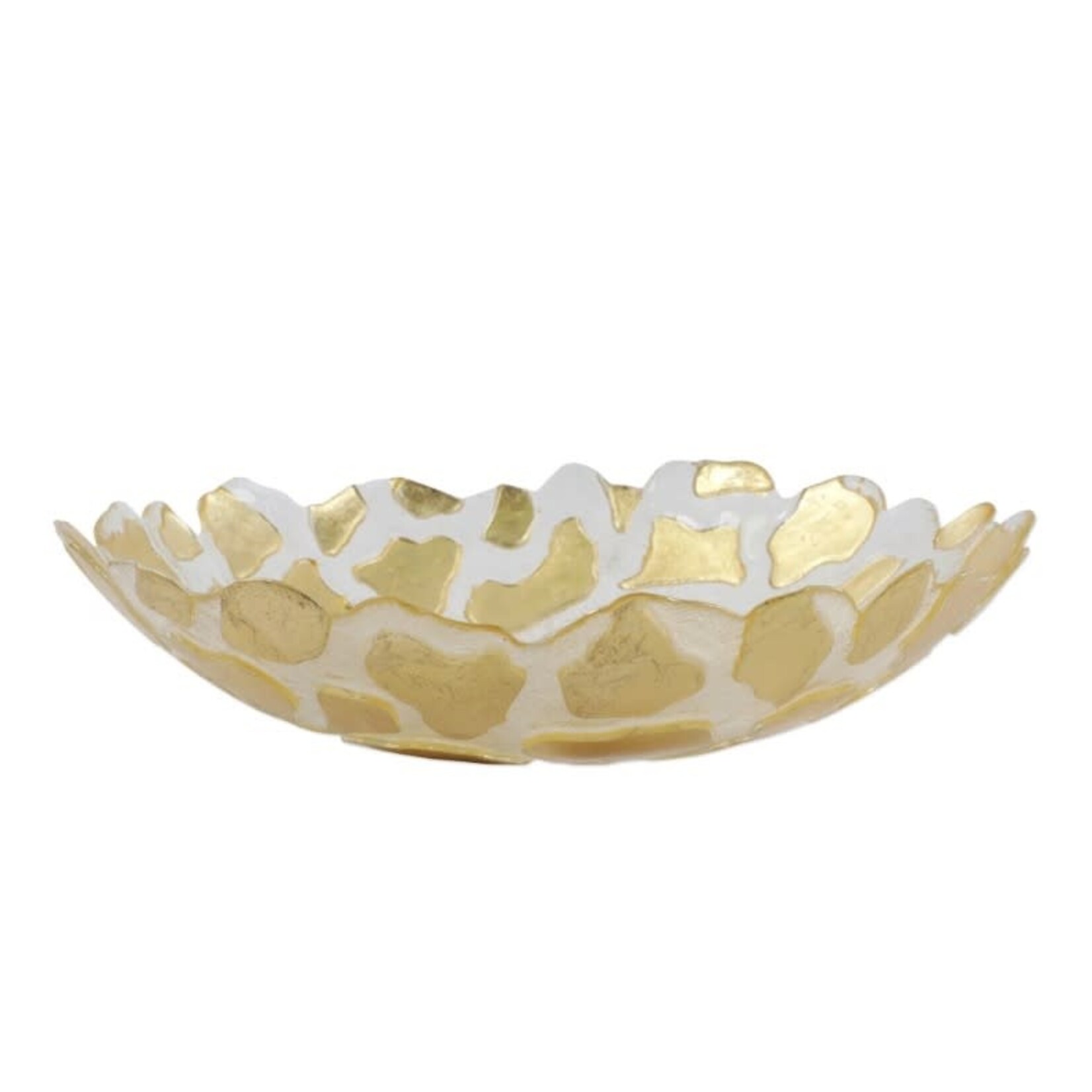 Vietri Rufolo Glass Gold Giraffe Med Shallow Bowl