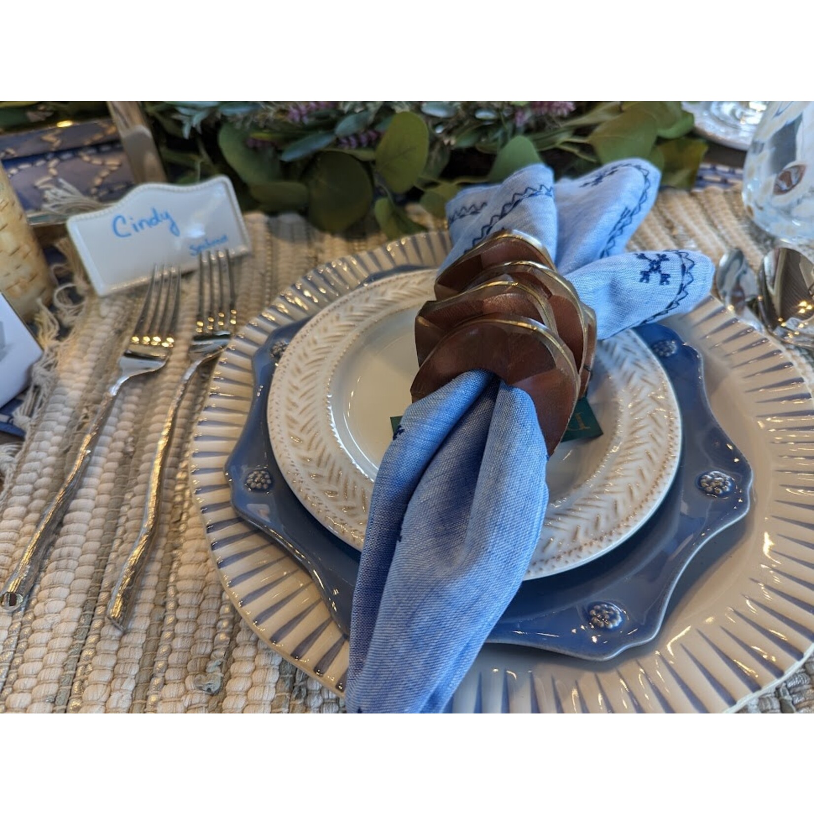 Juliska Berry & Thread  Scalloped Dessert Salad Plate Chambray Blue