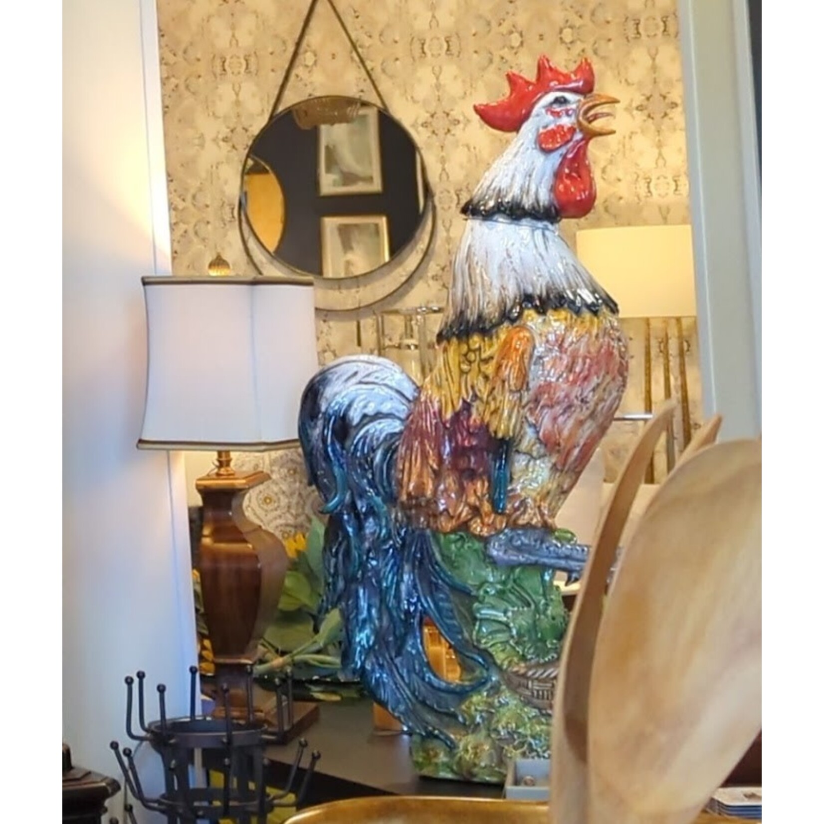 David Michael Large Rooster with Fruit Basket