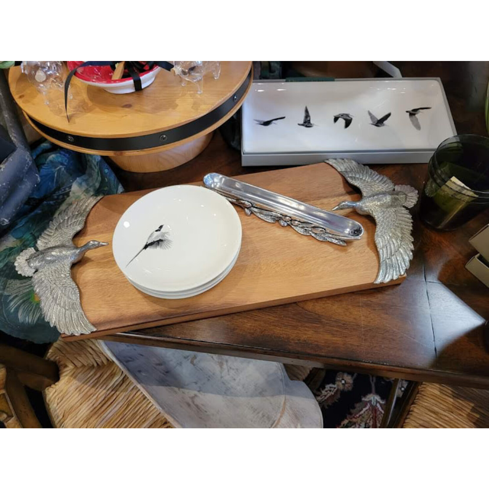 Vagabond House Flying Duck Pewter & Oak Cheese Board