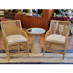 Kingsley Bate Charlotte Outdoor Dining Rattan Armchair with Salt Sailcloth Cushion