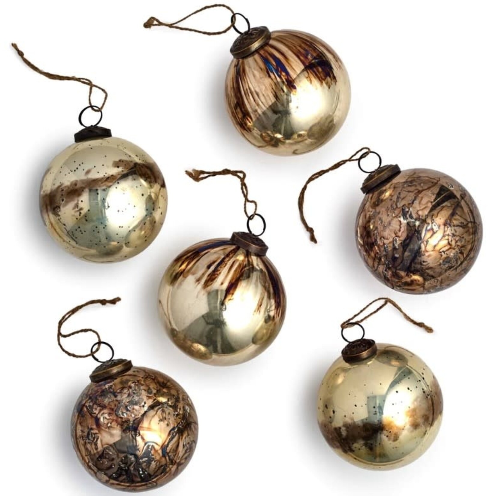 Texxture Chamonix Silver & Gold Glass Ball Ornament 4"