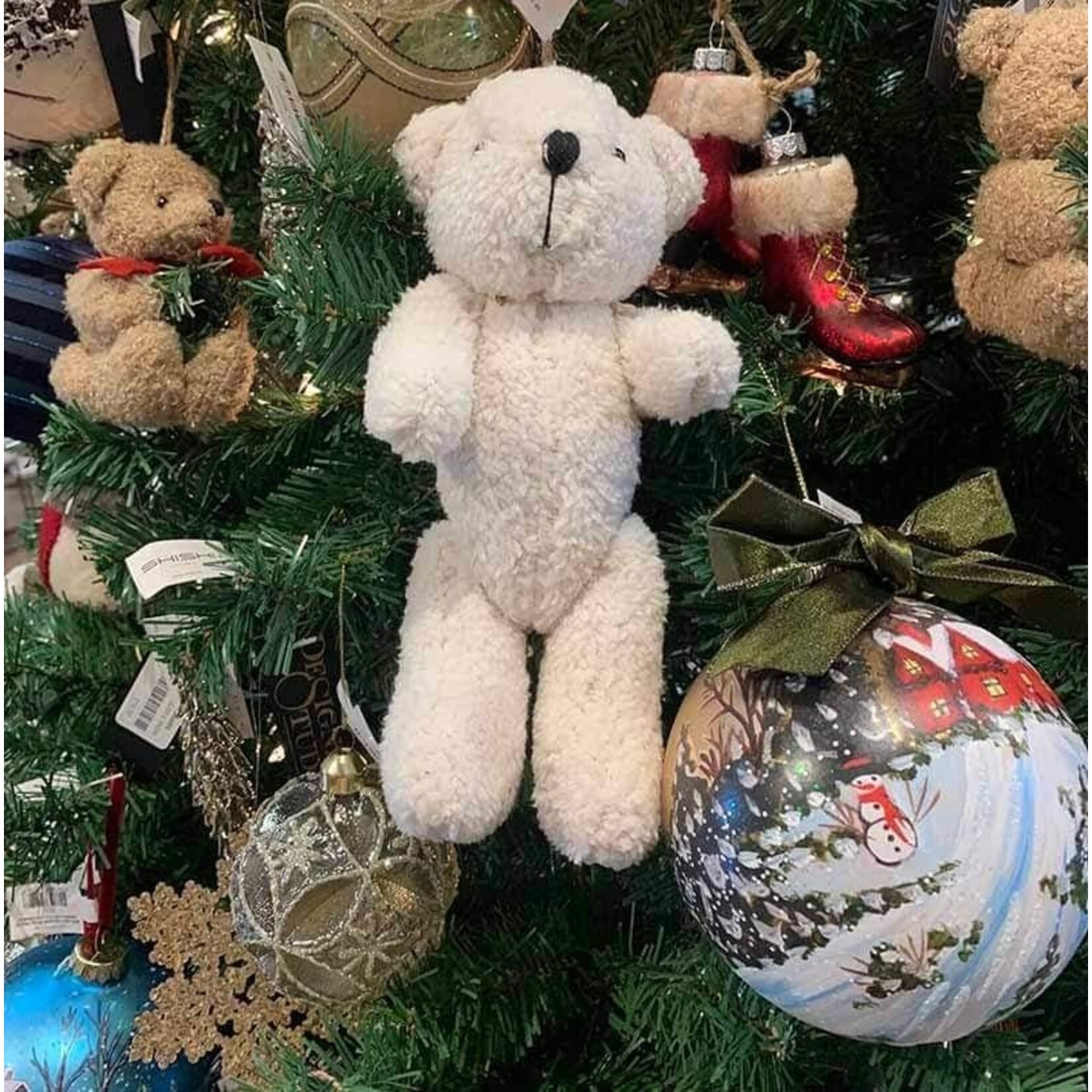 Shishi LLC Teddy Bear with Red Scarf Ornament