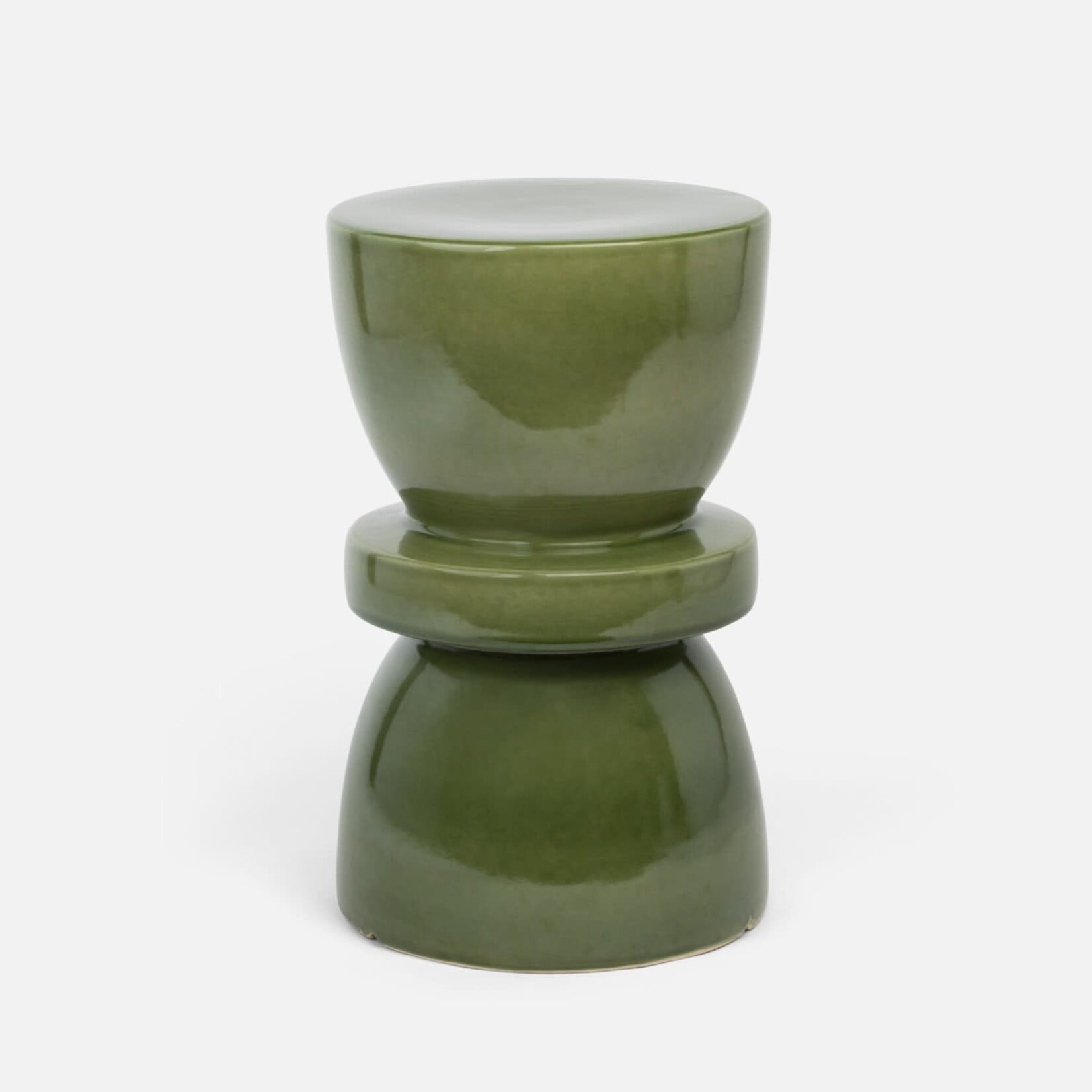 Made Goods Binx Handmade Green Gloss Ceramic Hourglass Stool