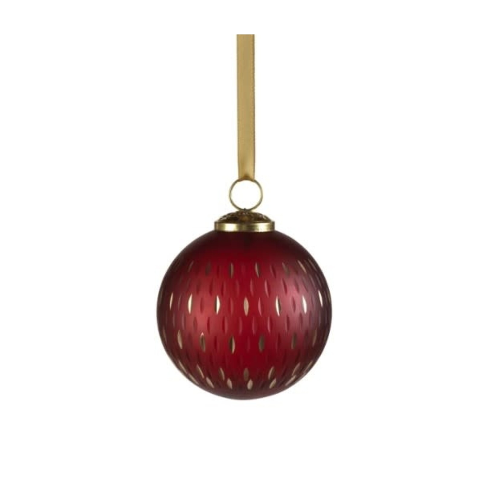 Zodax Frosted & Etched in Gold Glass Ornament Red