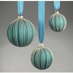 Zodax Vintage Glitter Blue Glass Ball Ornament