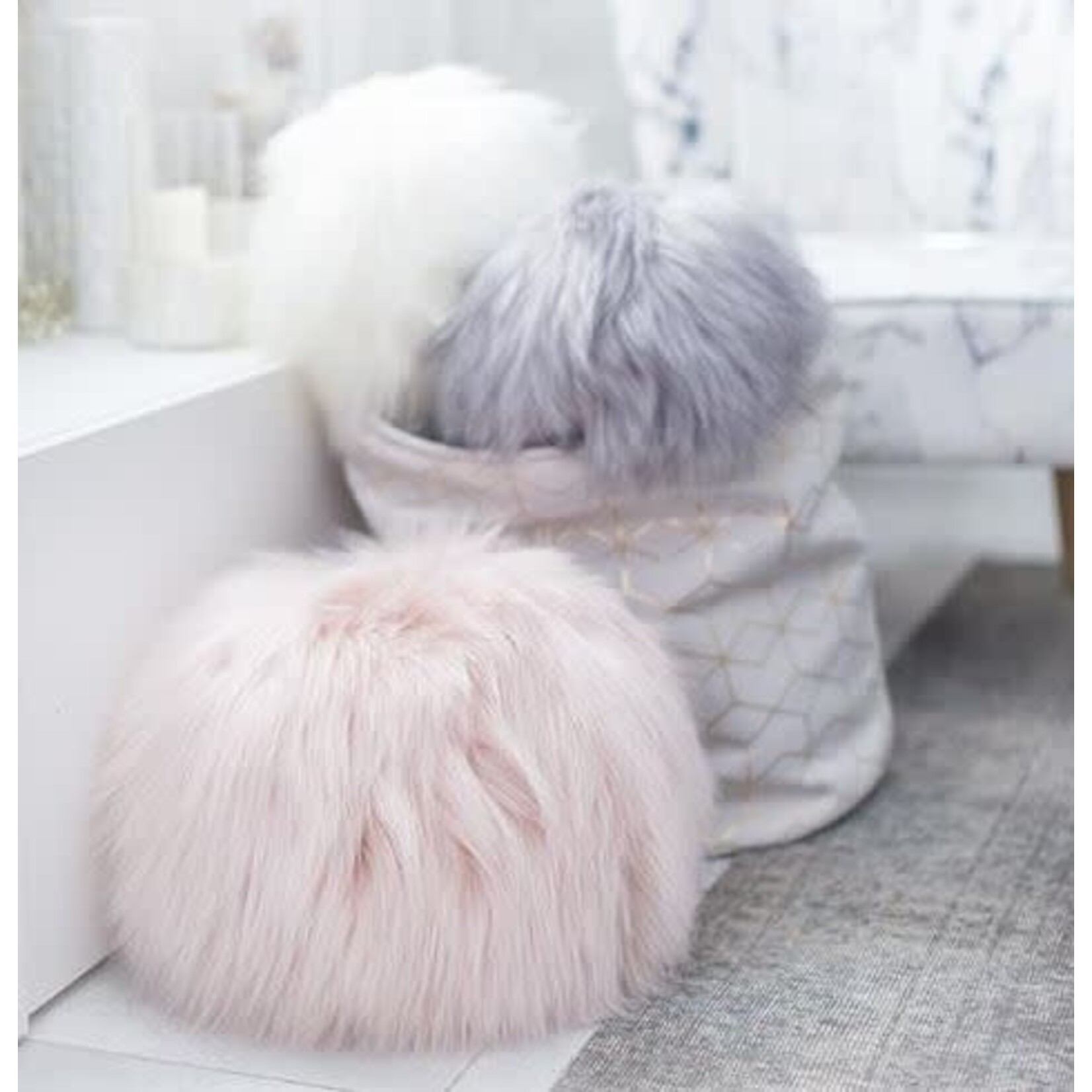 Evelyne Prelonge Snowball Faux Fur Himalaya Blush Pillow Puff