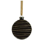 Zodax Black Stars & Gold Glitter Glass Ball Ornament 4"
