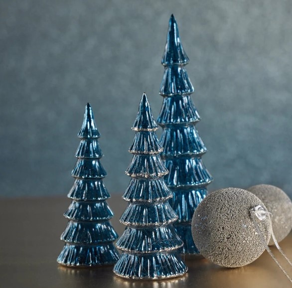ブルーツリー Zodax Verbier LED Glass Tree Blue with Silver Trim - Designer's Studio