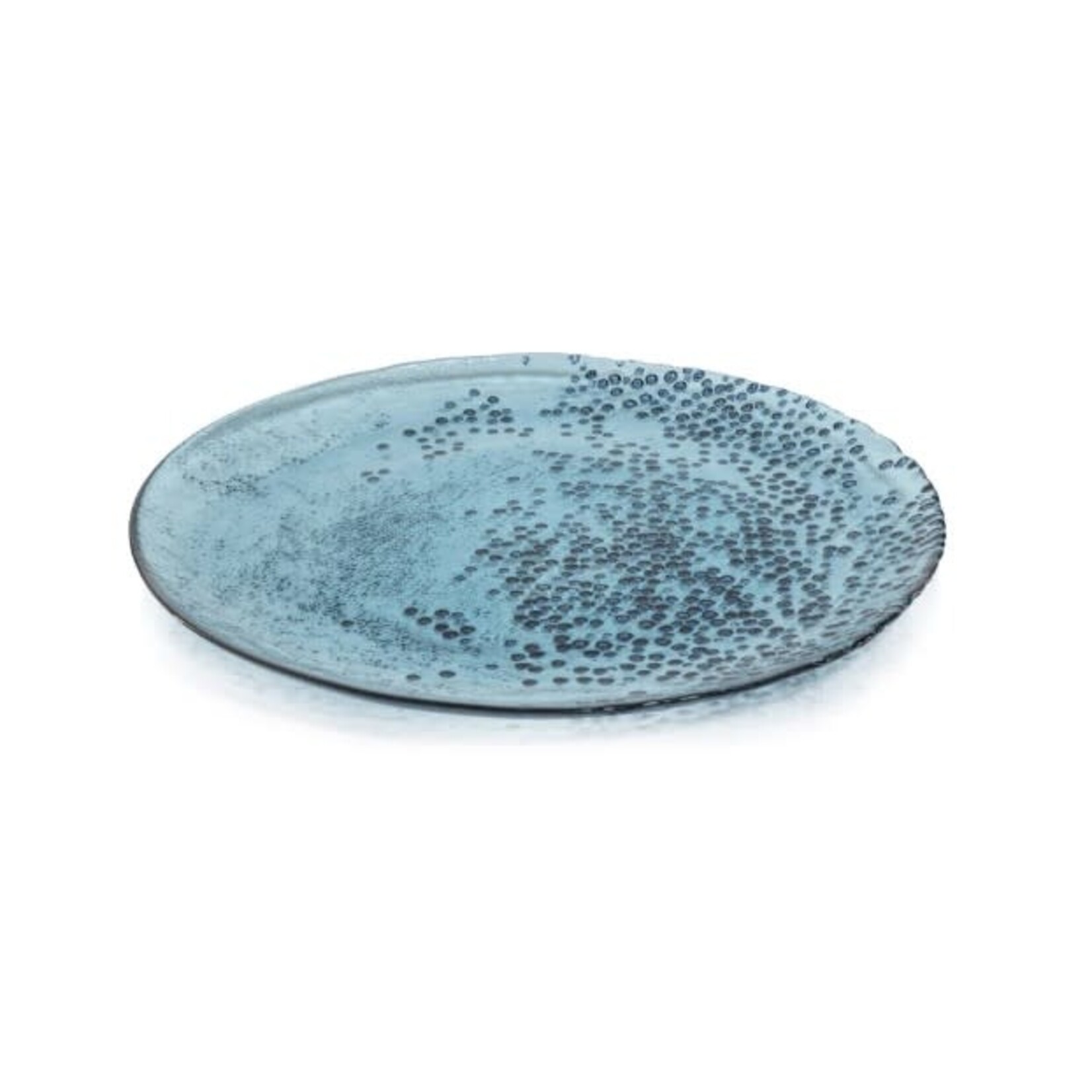 Zodax Hoku Dotted Blue Glass Salad & Appetizer Plate 8.25"