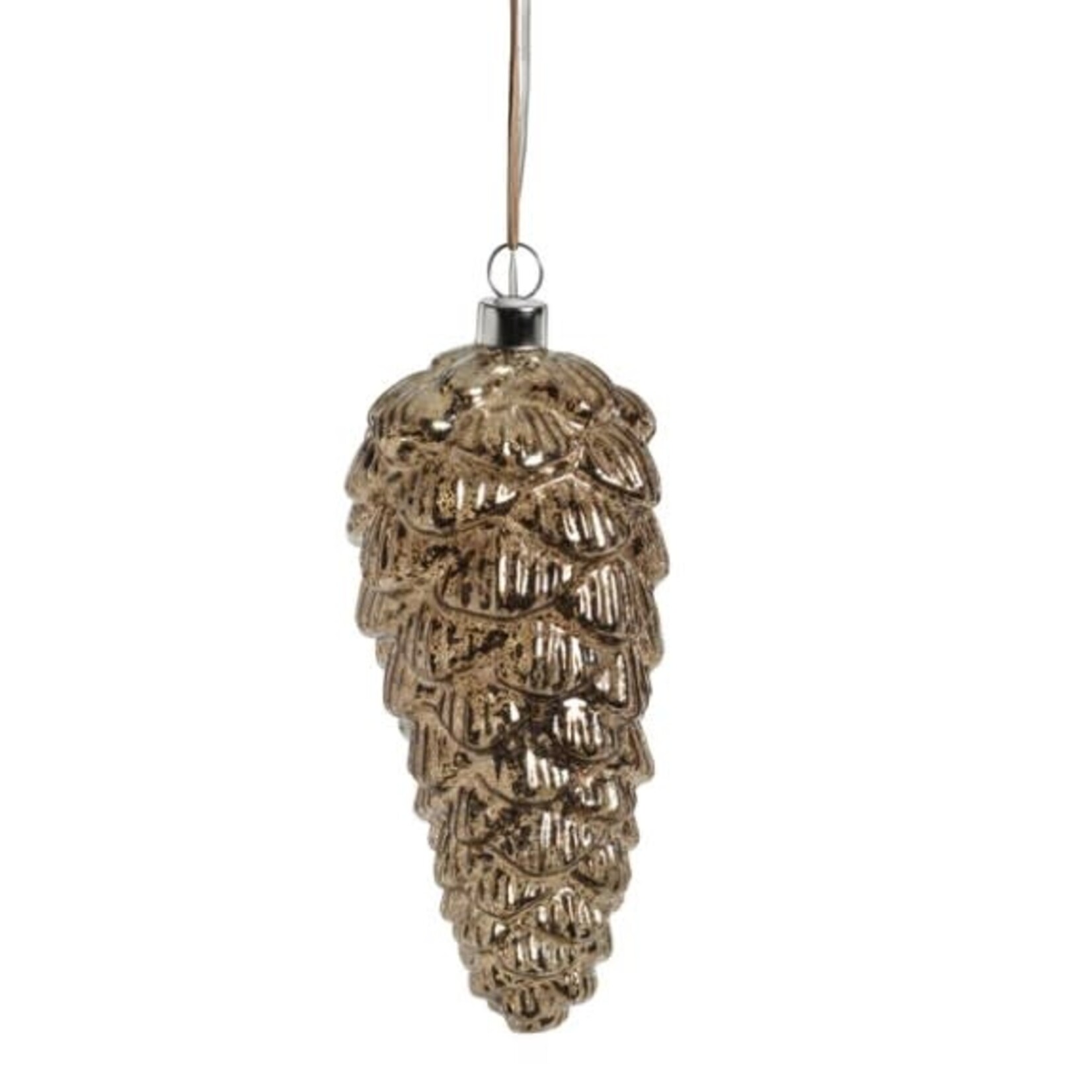 Zodax LED Decorative Glass Pine Cone Antique Dark Gold Medium Ornament