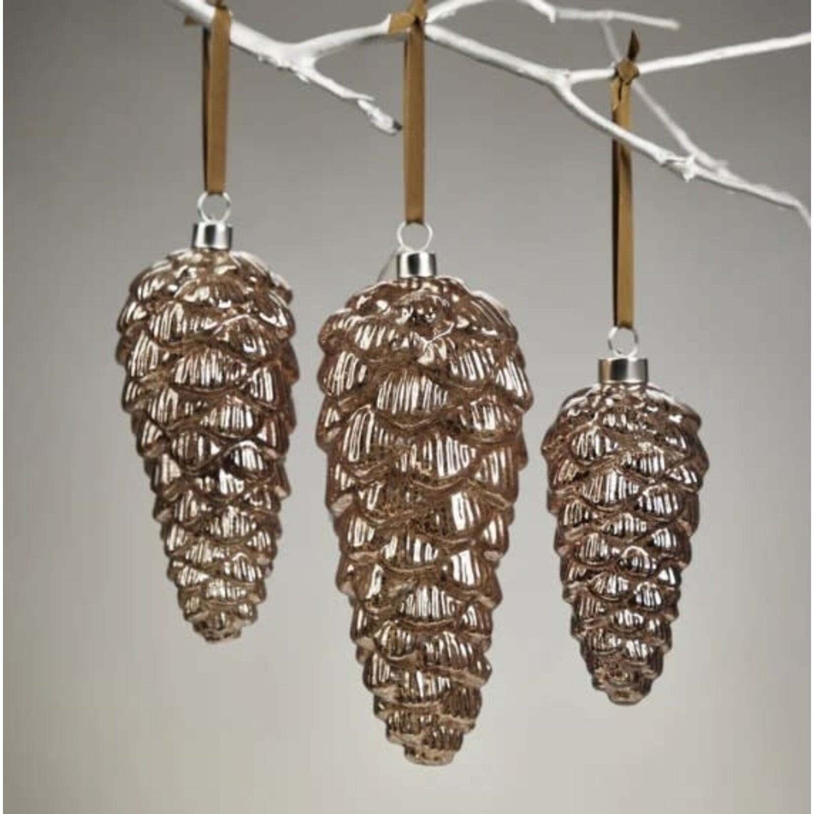 Zodax LED Antique Dark Gold Decorative Glass Pinecone Ornament