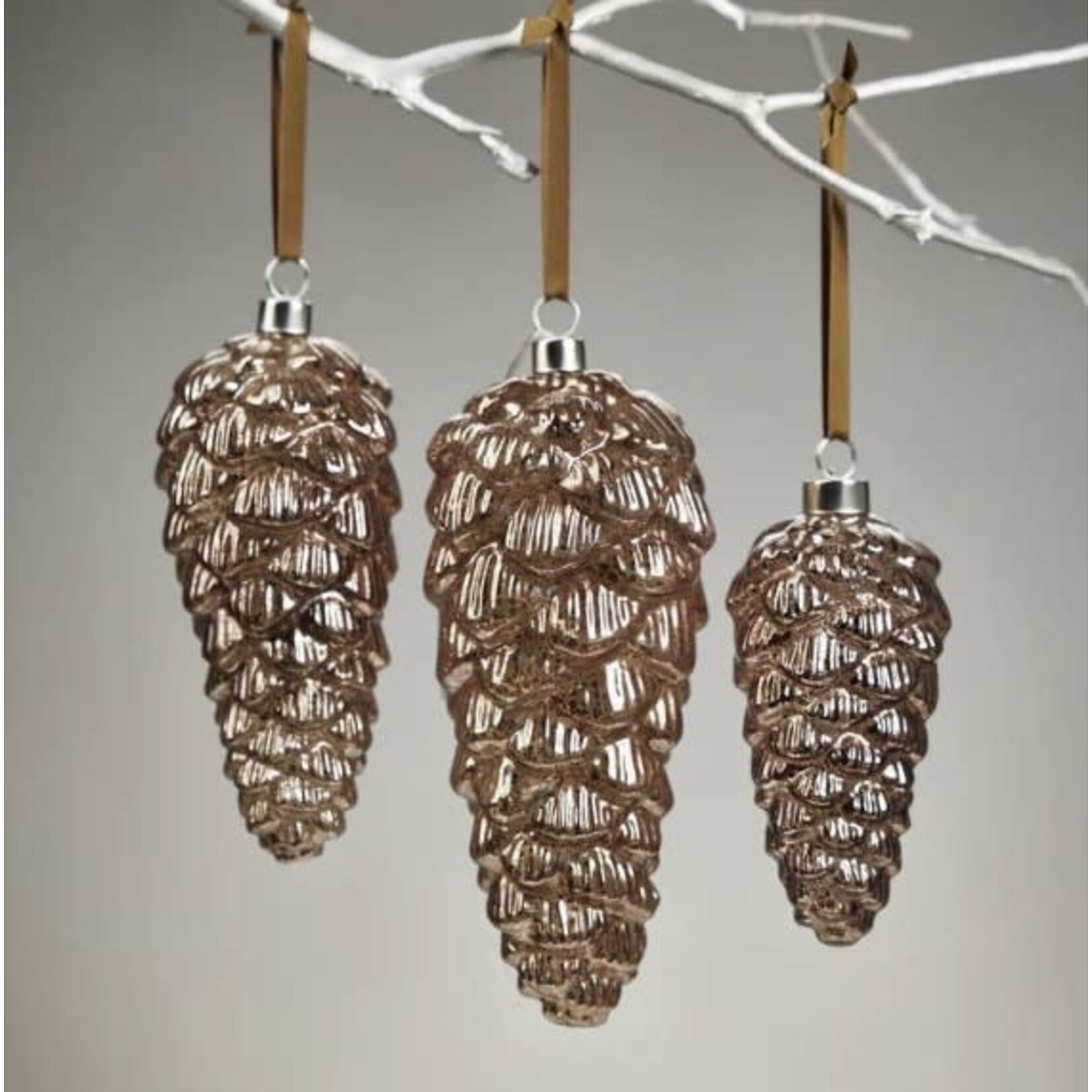 Zodax LED Decorative Glass Pine Cone Antique Dark Gold Medium Ornament