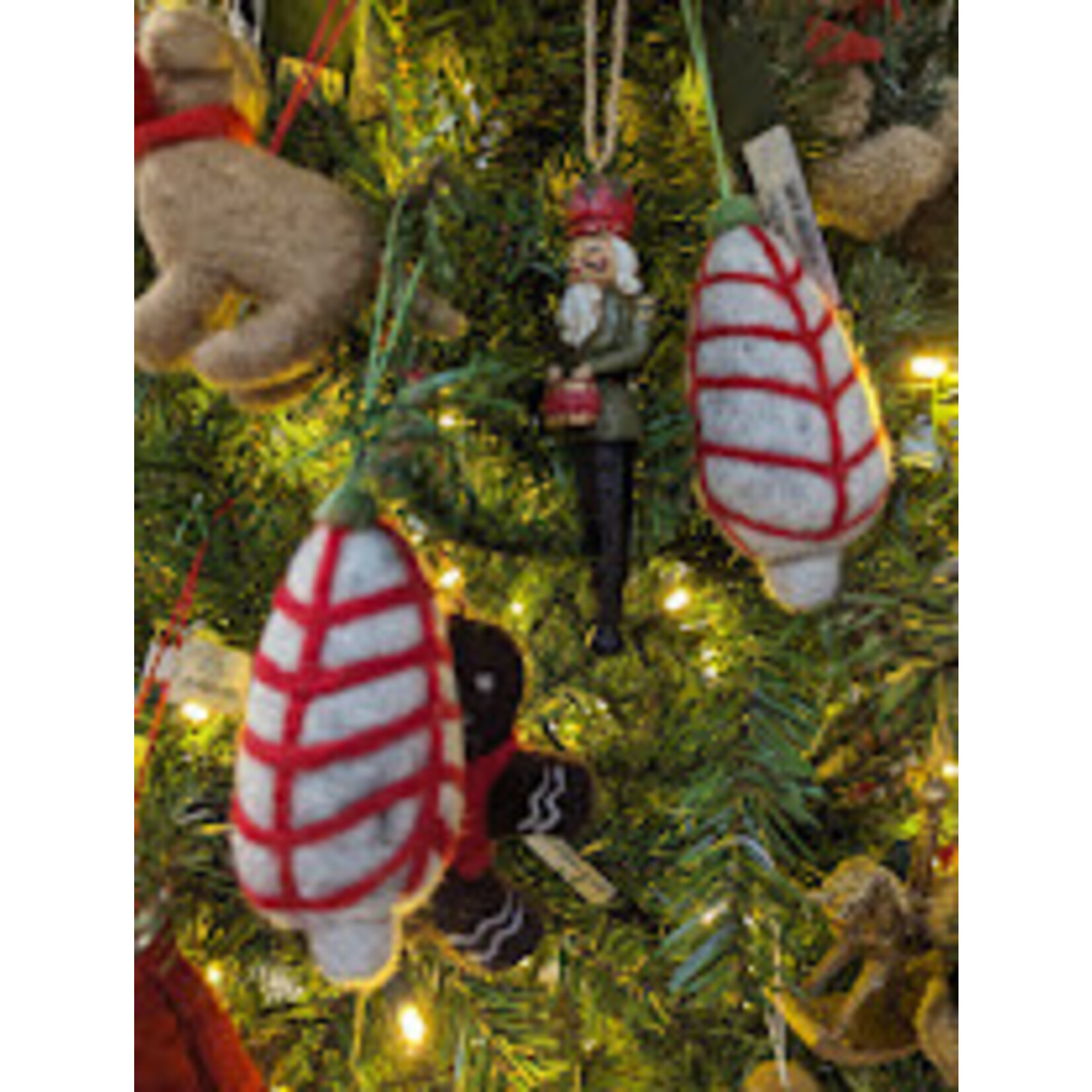 Rockflowerpaper Grey & Red Holiday Tree Handmade Wool Felt Ornament