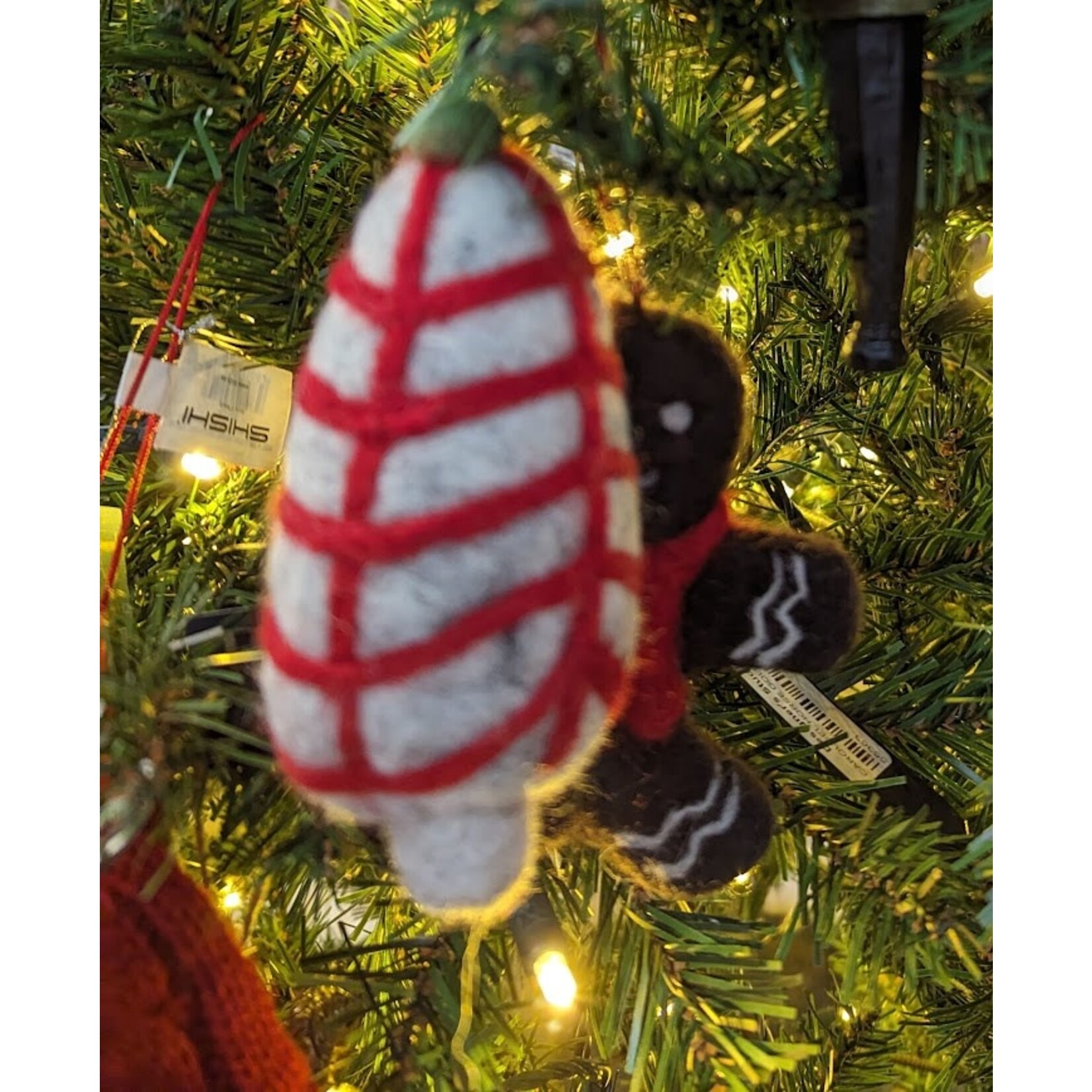 Rockflowerpaper Grey & Red Holiday Tree Handmade Wool Felt Ornament