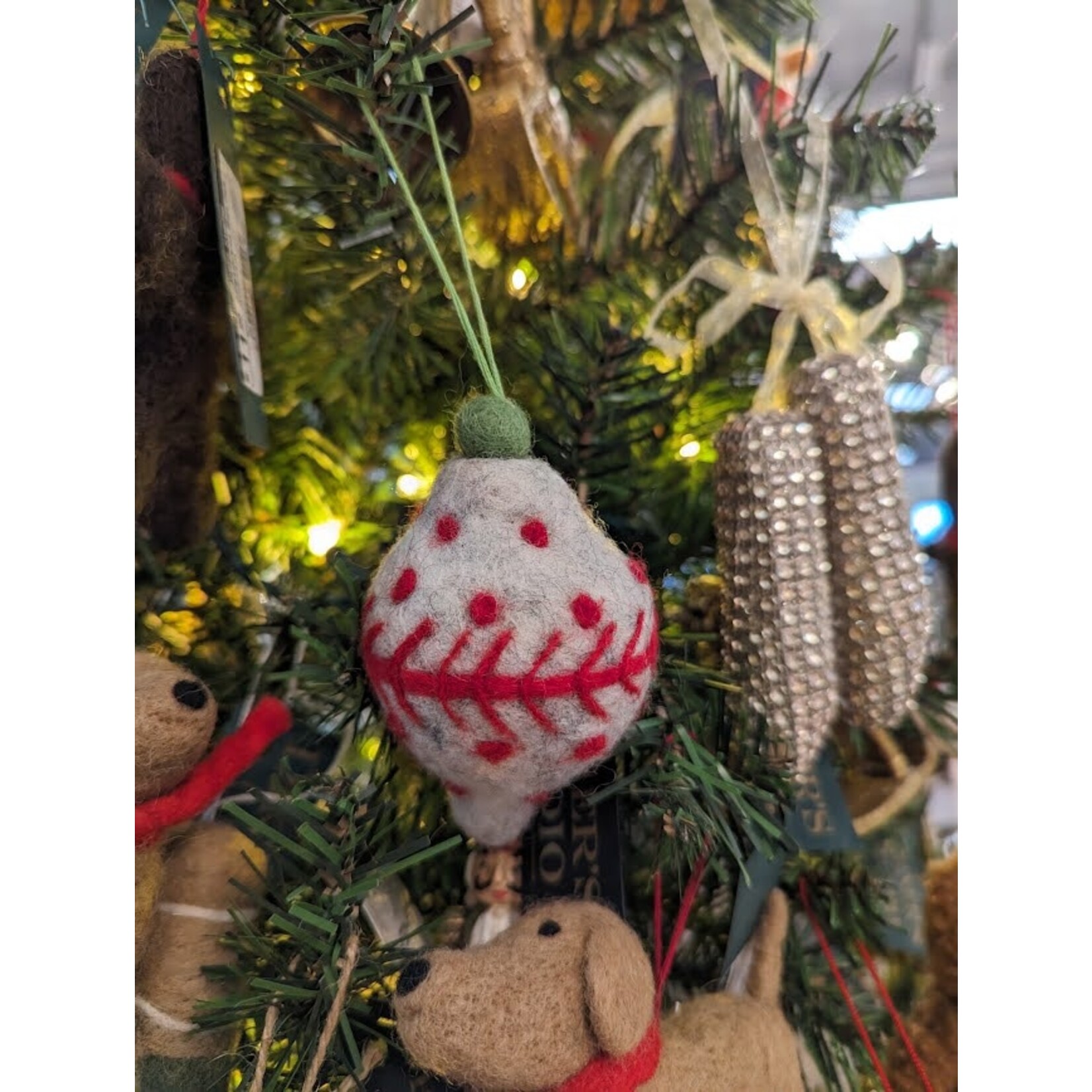Rockflowerpaper Bauble Red & Gray Felt Wool Ornament