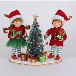 Karen Didion Originals Lighted Tree Trimming Elf Set on Base