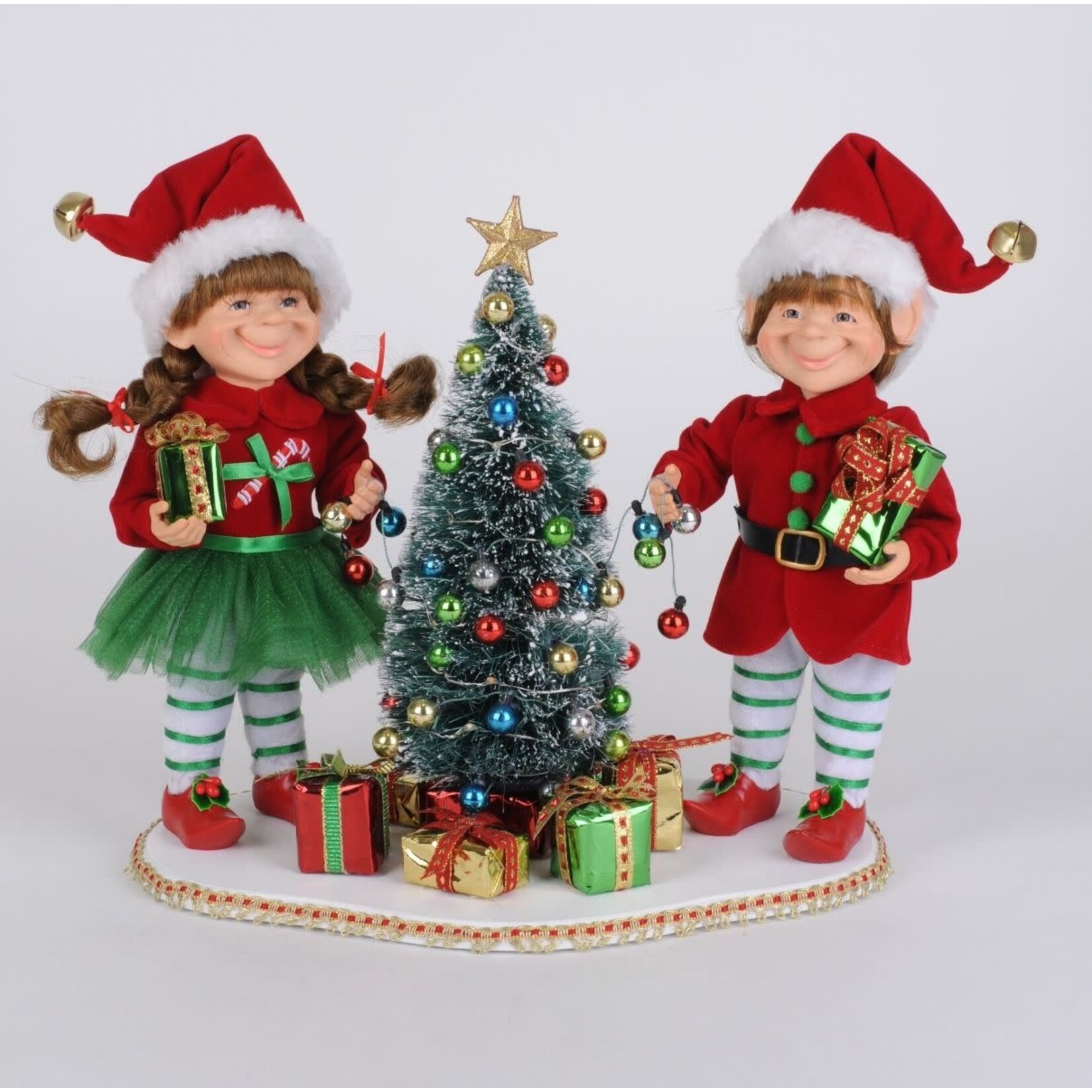 Karen Didion Originals Lighted Tree Trimming Elf Set on Base