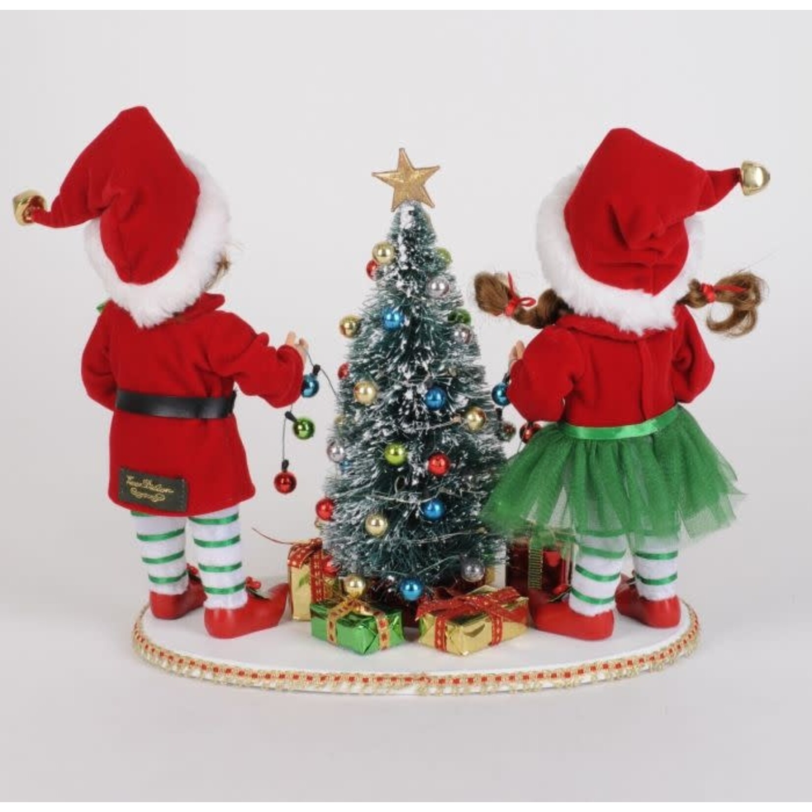 Karen Didion Originals Lighted Tree Trimming Elf Set on Base