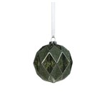 Zodax Harlequin Glass Ball Ornament Tonal Green 4 In