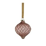 Zodax Harlequin Plum Tear Drop Glass Ornament 3.25"