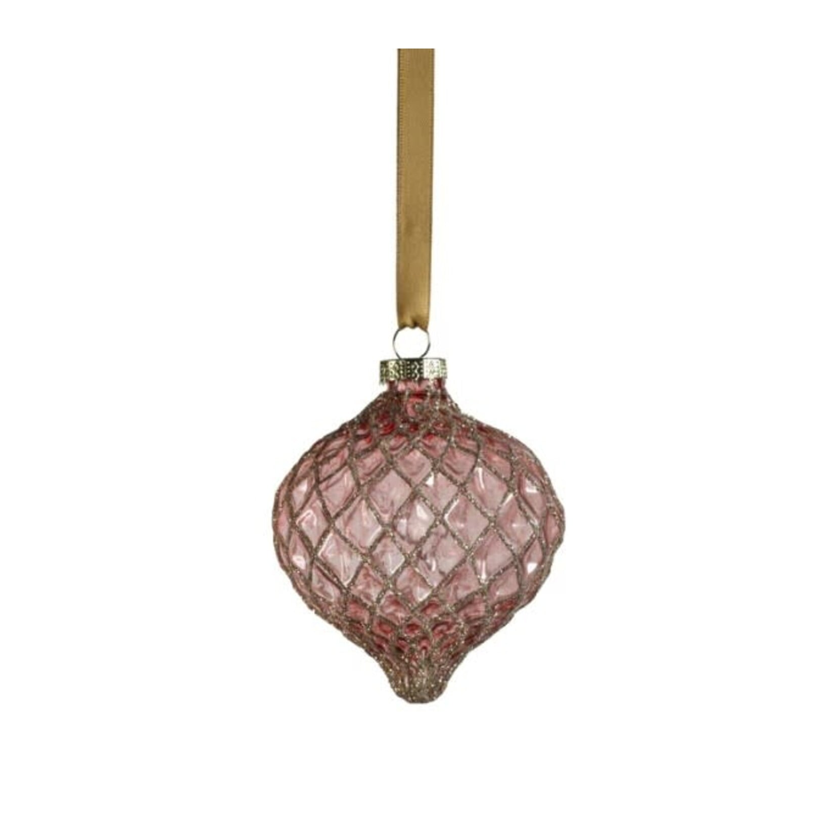 Zodax Harlequin Plum Tear Drop Glass Ornament 3.25"