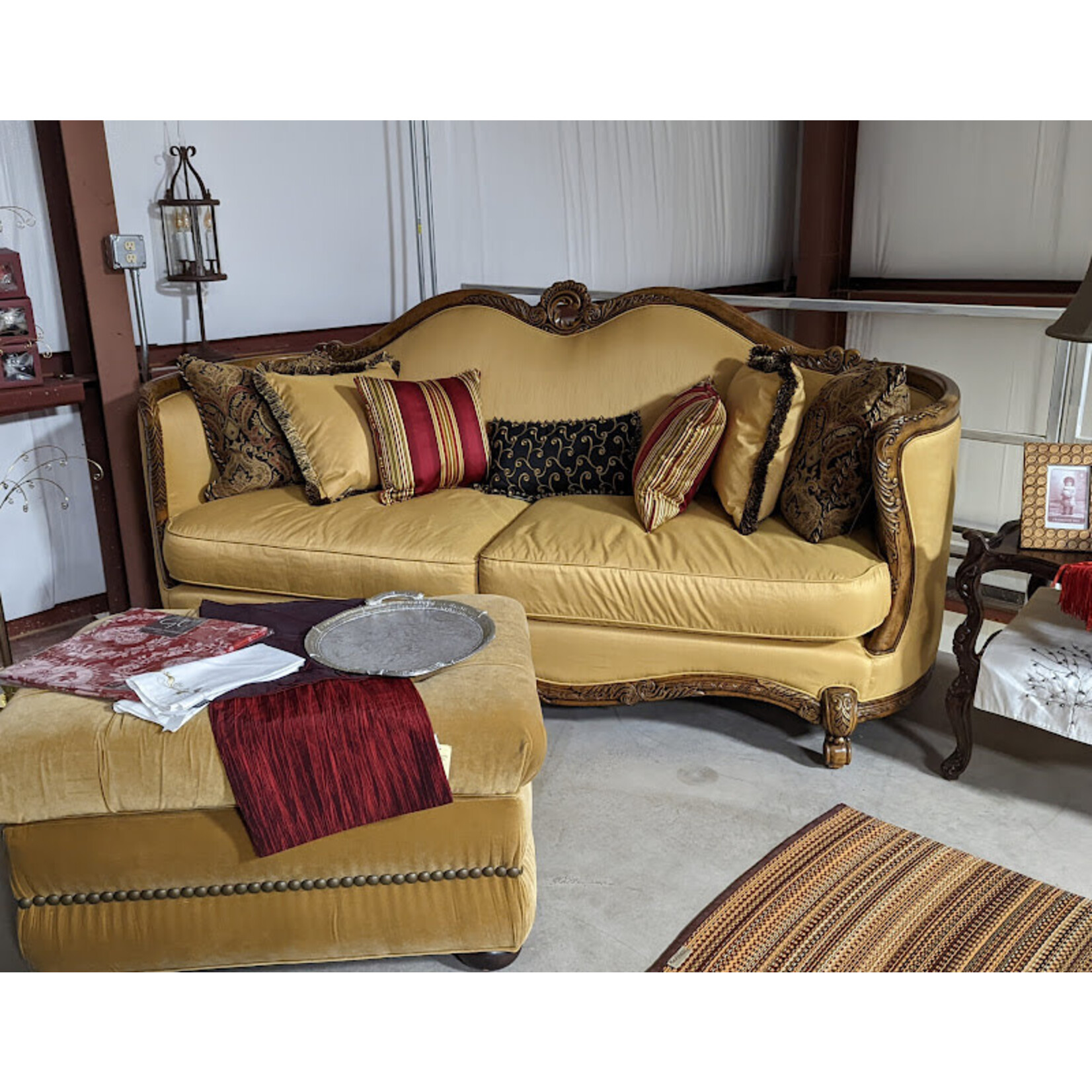 Michael Amini Royale Gold Wood Trim Sofa OP1