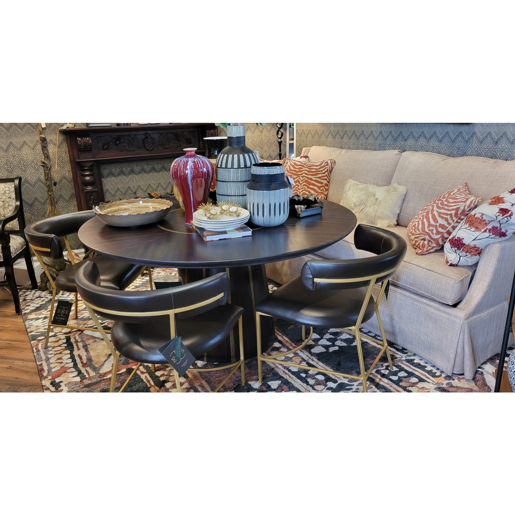 Gabby Morgan Dining Table Dark Chocolate Mahogany with Lazy Susan 60"