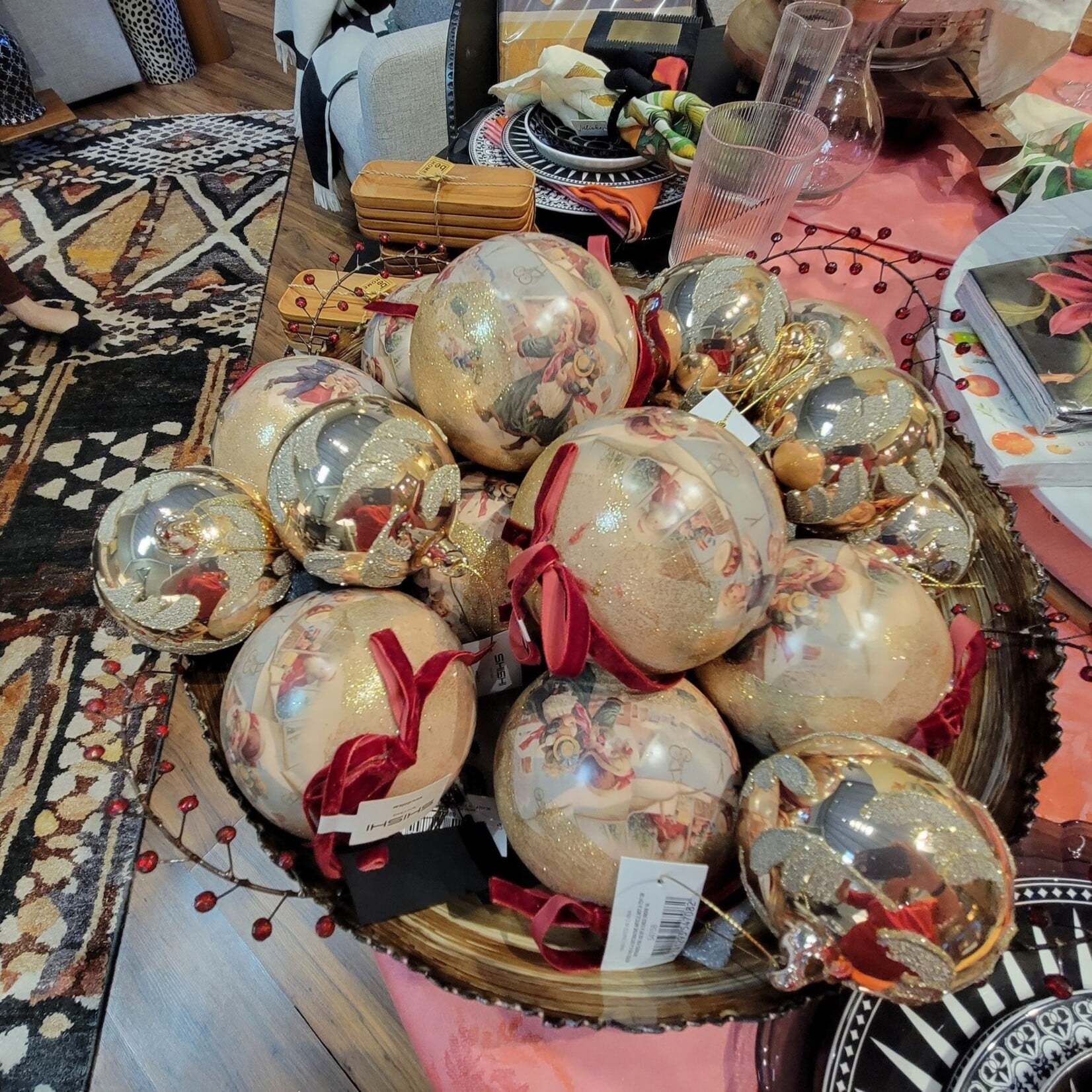 Shishi LLC Ball with Kids Red & Gold Ball Ornament 4"