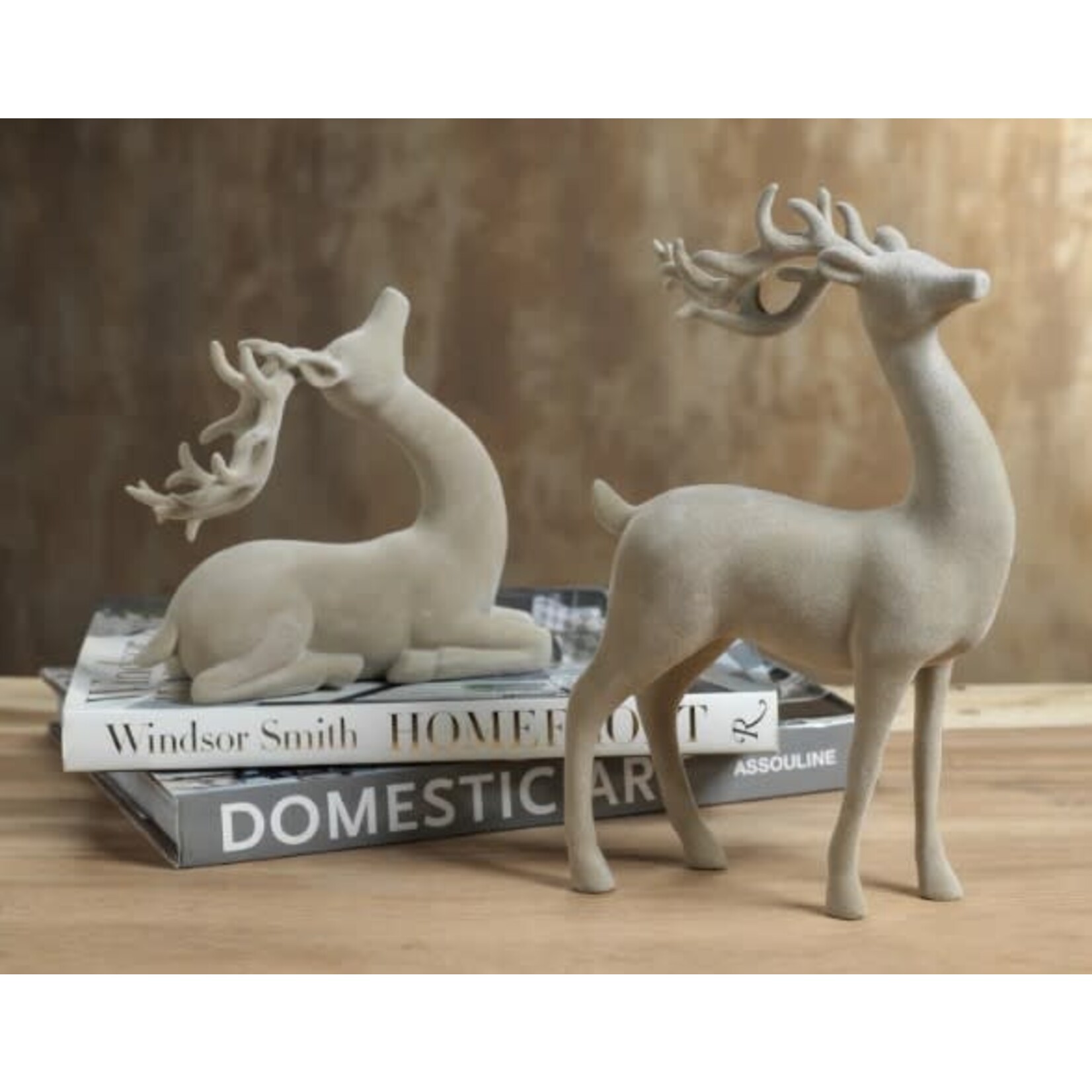 Zodax Flocked Sitting Deer Natural