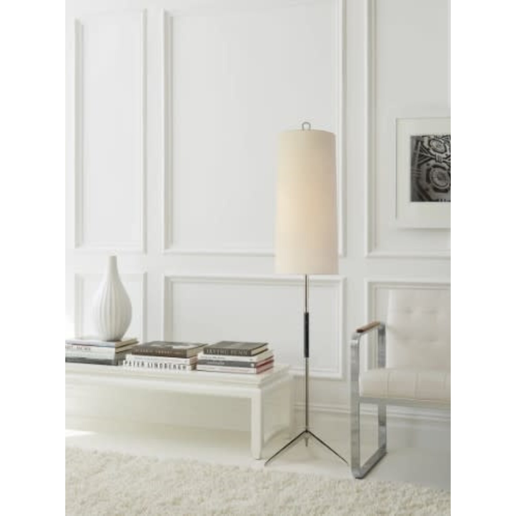 Visual Comfort Frankfort Floor Lamp Antique Brass w Mahogany Accents